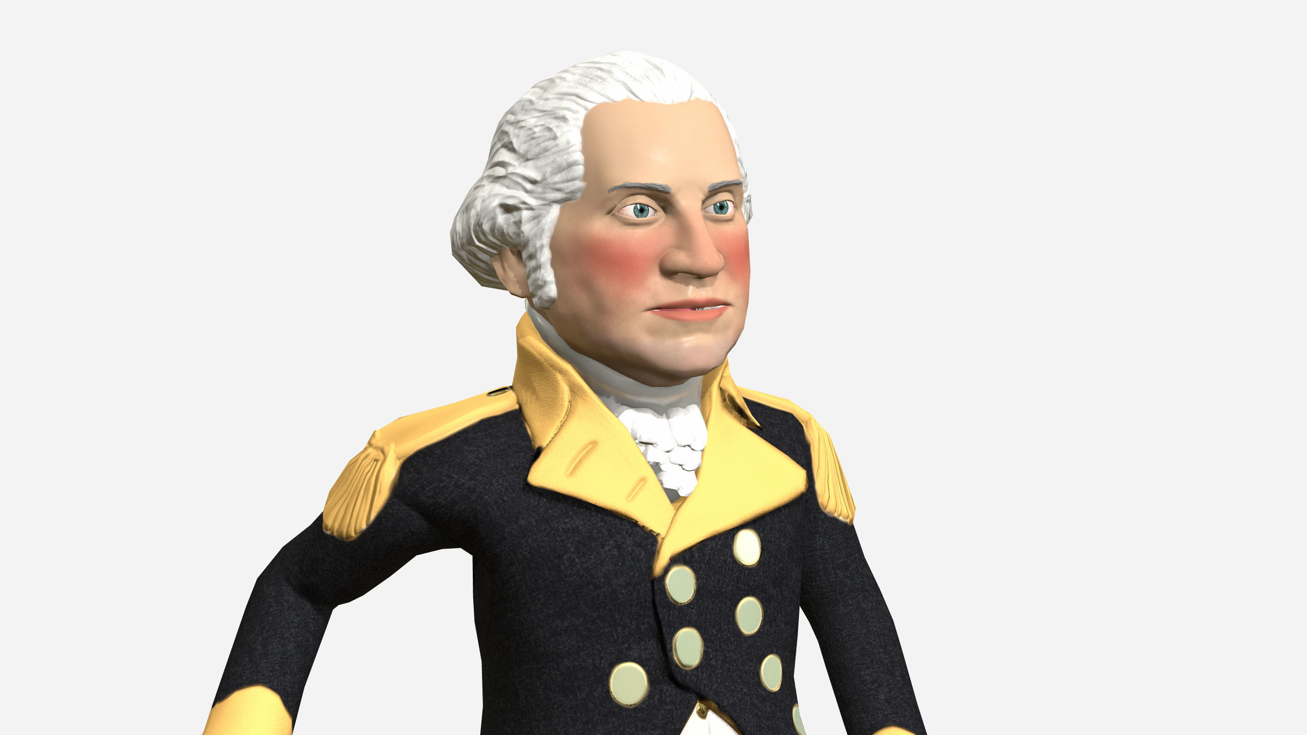 George Washington caricature rigged humanoid low poly Low-poly 3D model_7