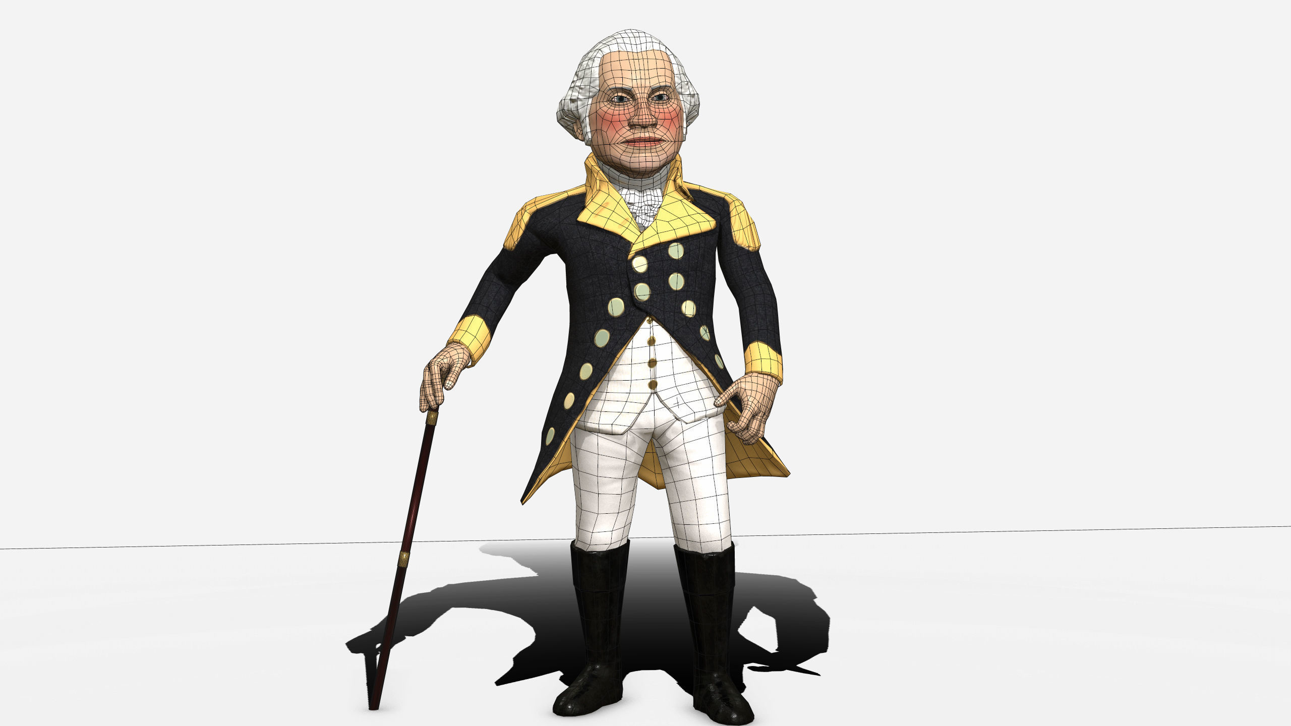 George Washington caricature rigged humanoid low poly Low-poly 3D model_8
