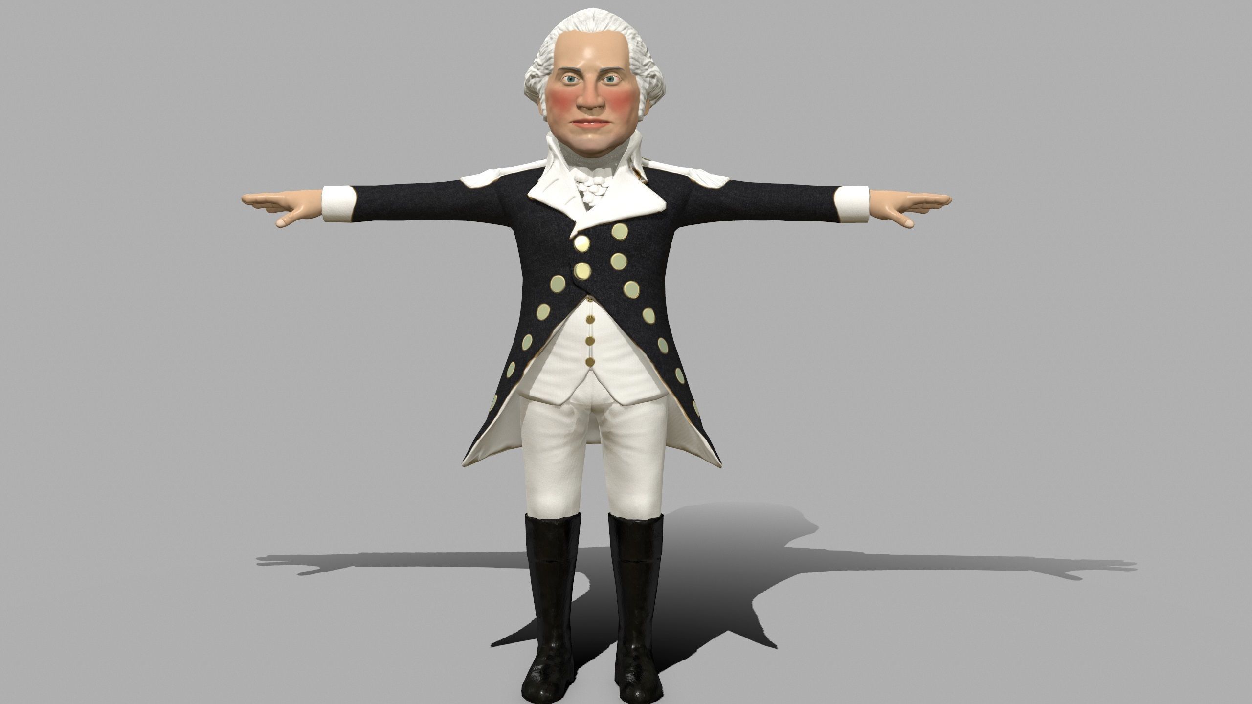 George Washington caricature rigged humanoid low poly Low-poly 3D model_17