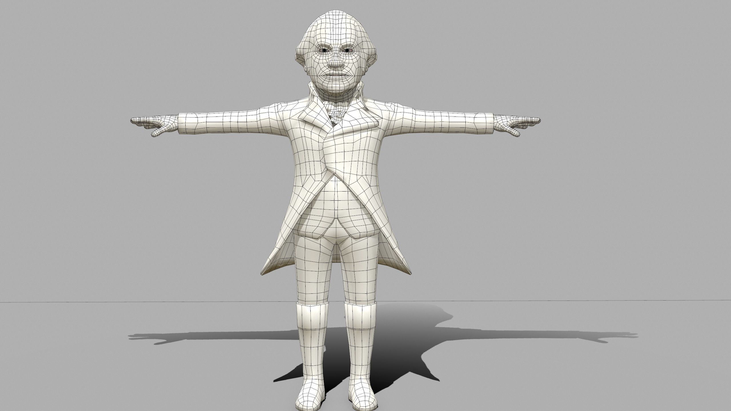 George Washington caricature rigged humanoid low poly Low-poly 3D model_3