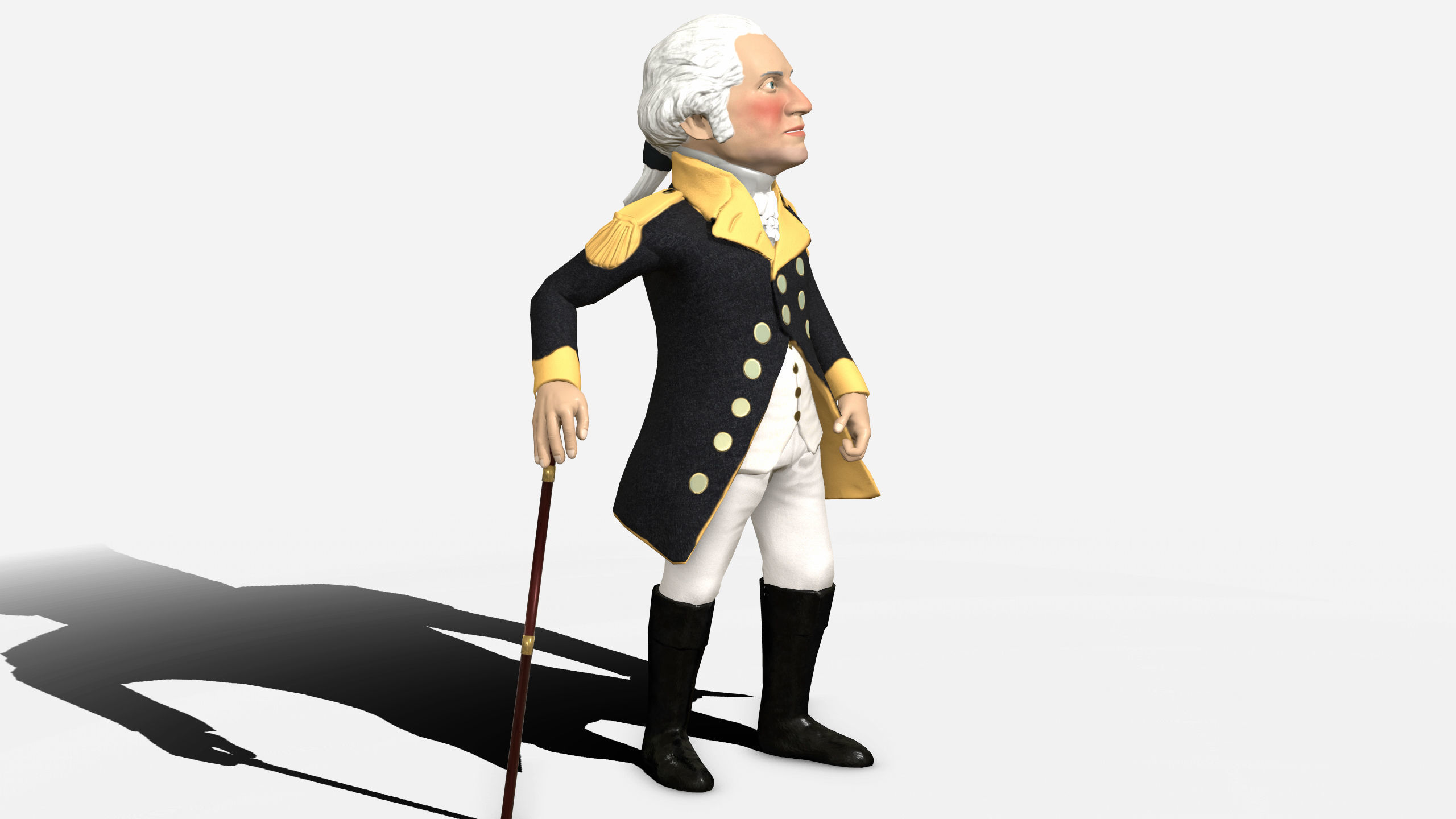 George Washington caricature rigged humanoid low poly Low-poly 3D model_11