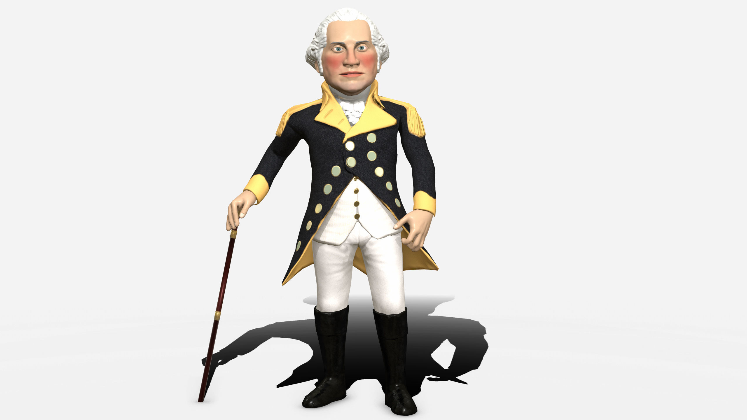 George Washington caricature rigged humanoid low poly Low-poly 3D model_5
