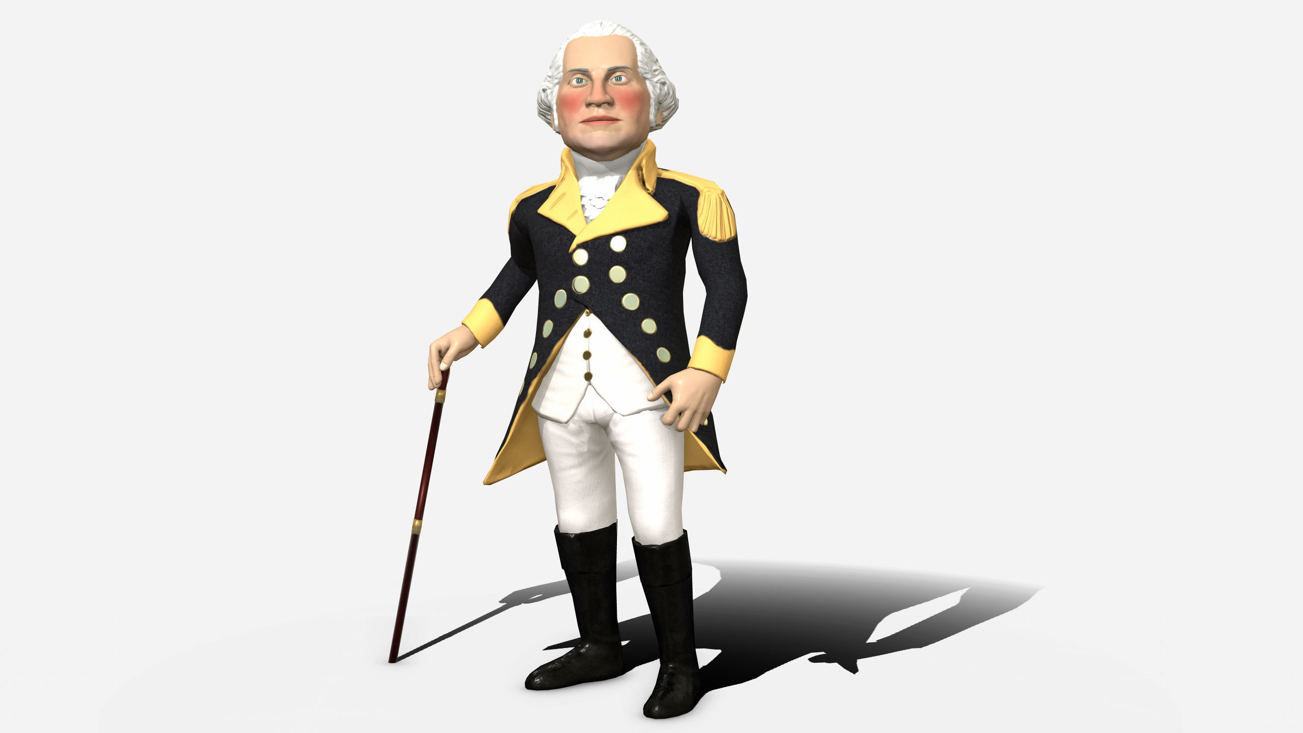 George Washington caricature rigged humanoid low poly Low-poly 3D model_2