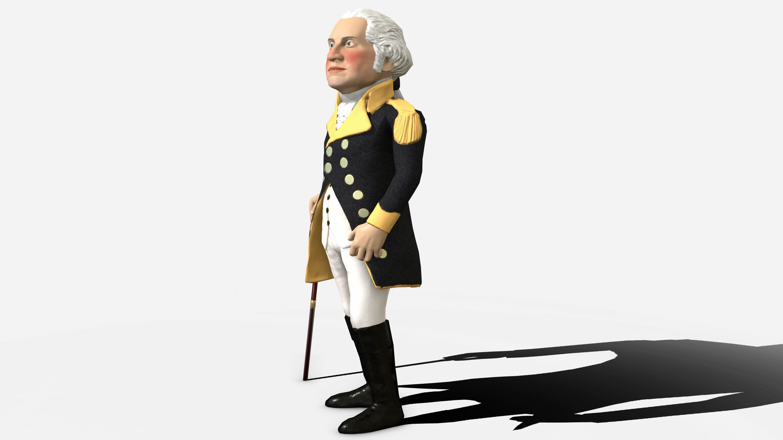 George Washington caricature rigged humanoid low poly Low-poly 3D model_9
