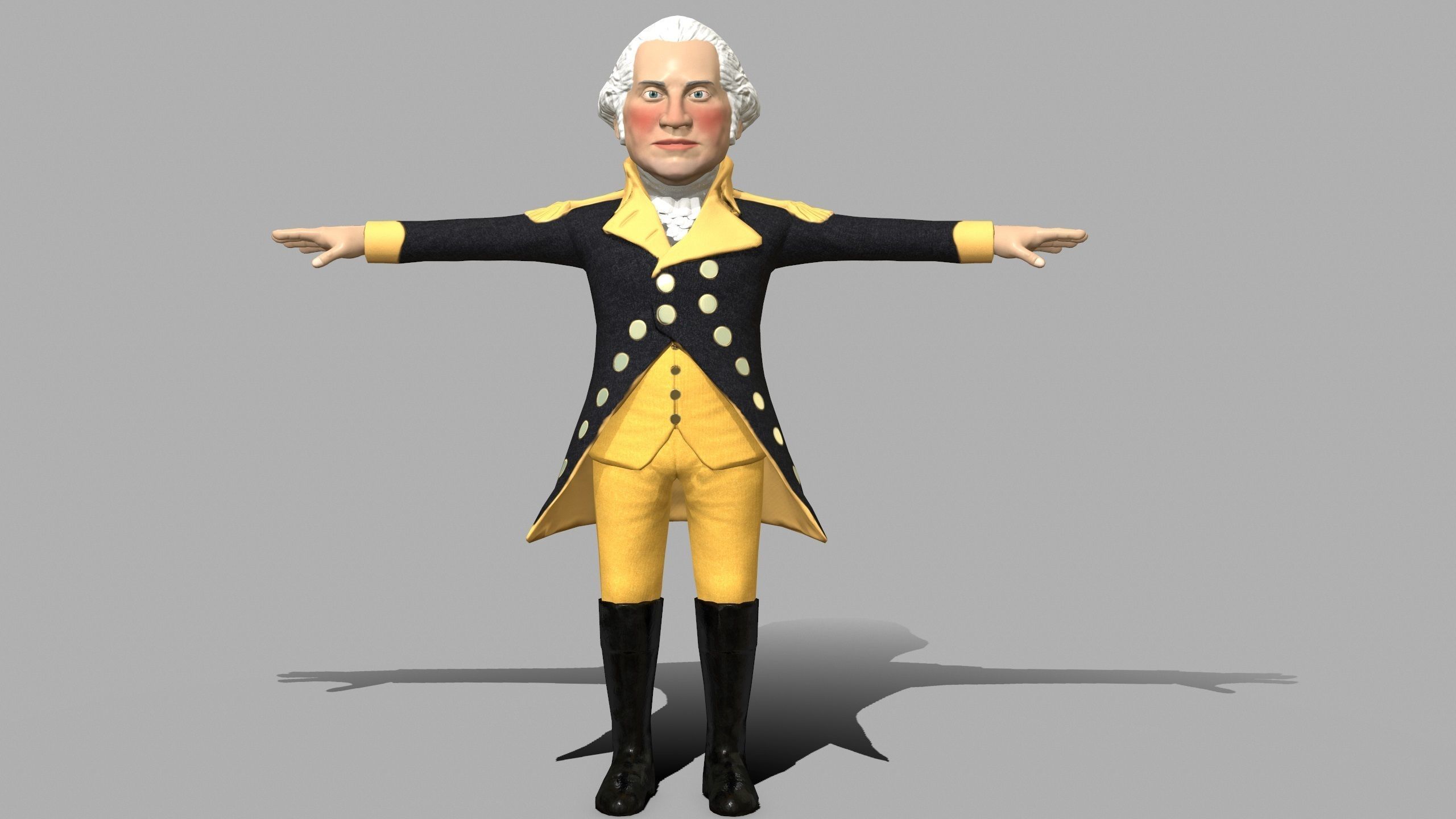 George Washington caricature rigged humanoid low poly Low-poly 3D model_4