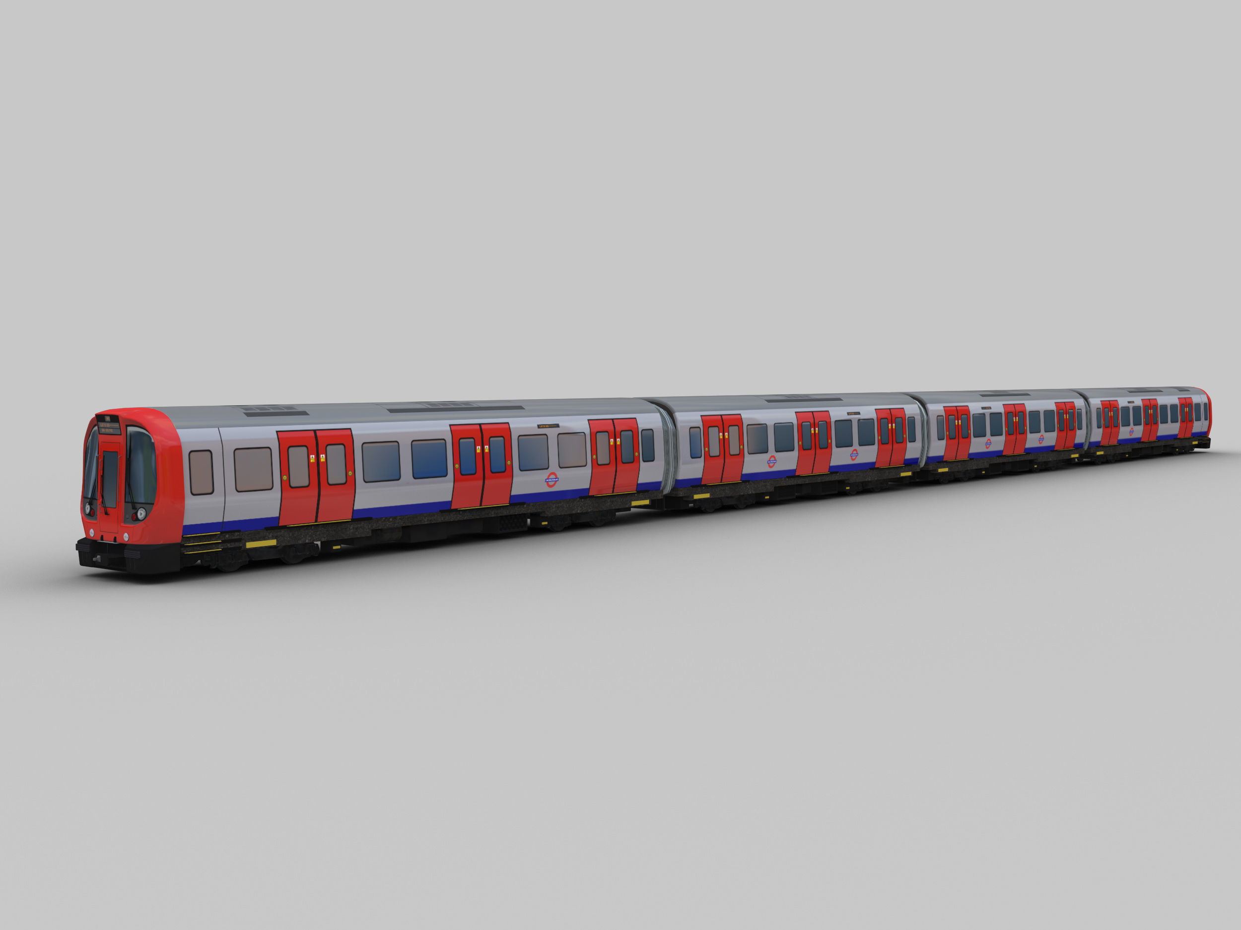 Tube Train Lowpoly  Low-poly 3D model_3