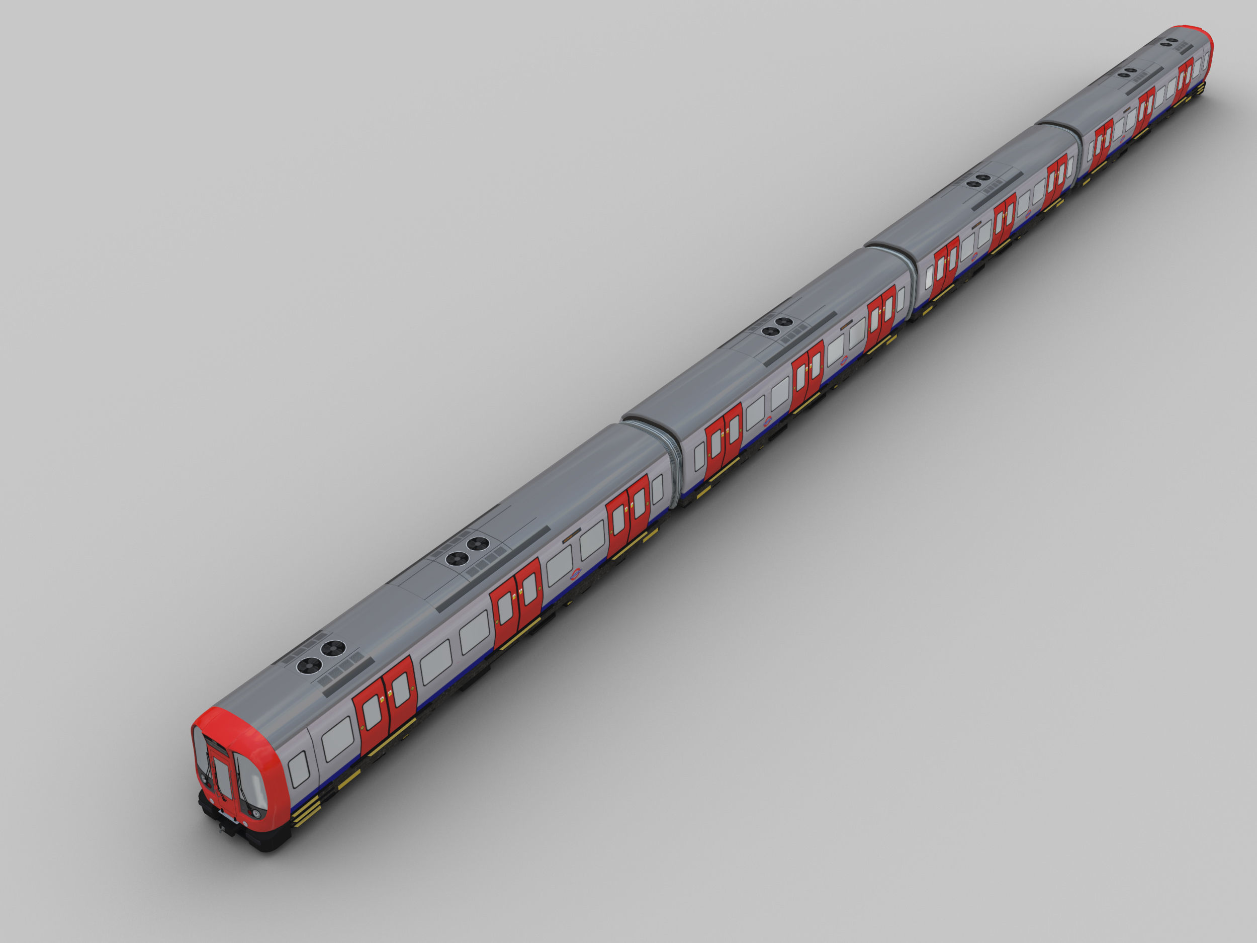 Tube Train Lowpoly  Low-poly 3D model_4