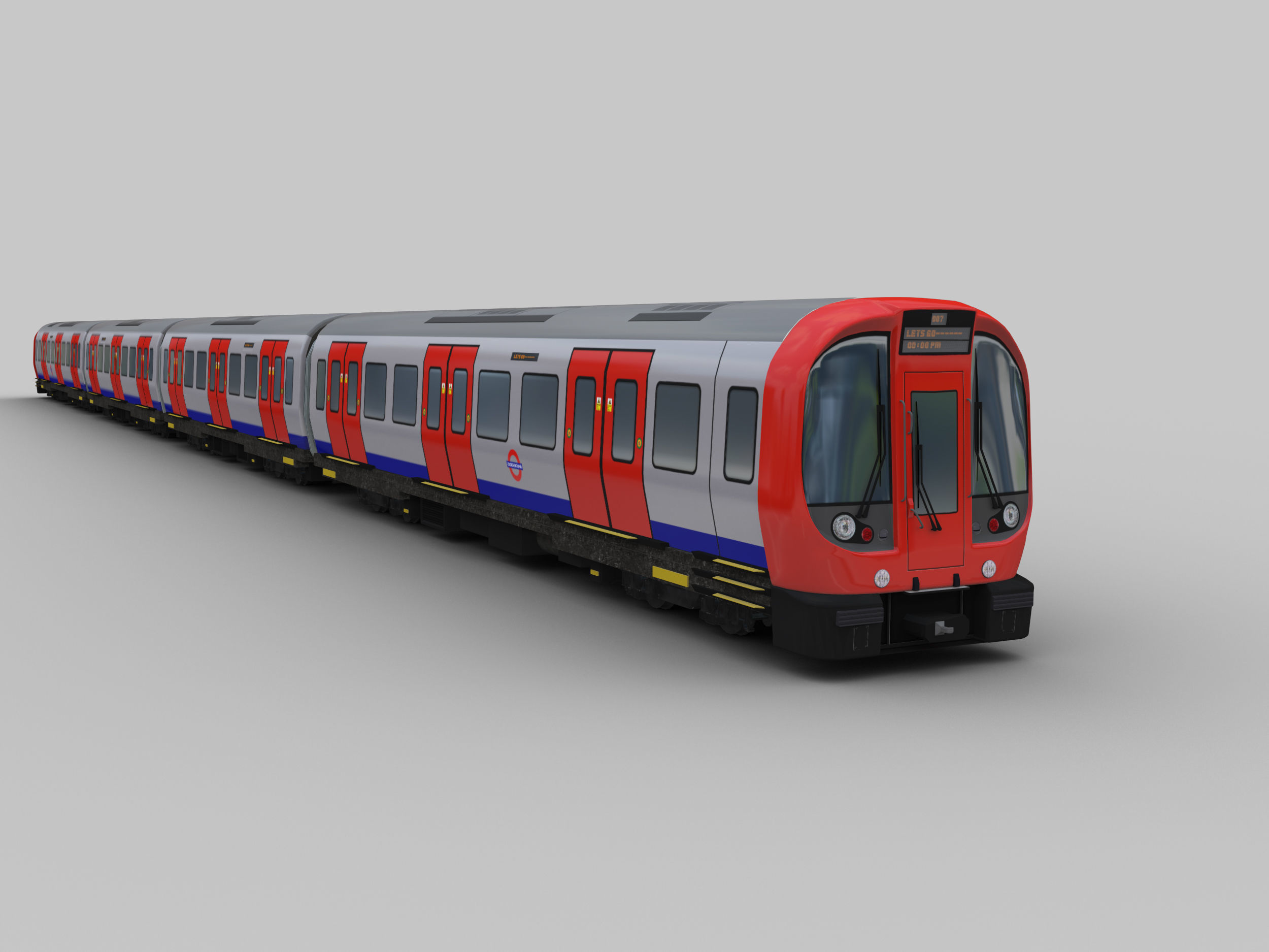 Tube Train Lowpoly  Low-poly 3D model_1