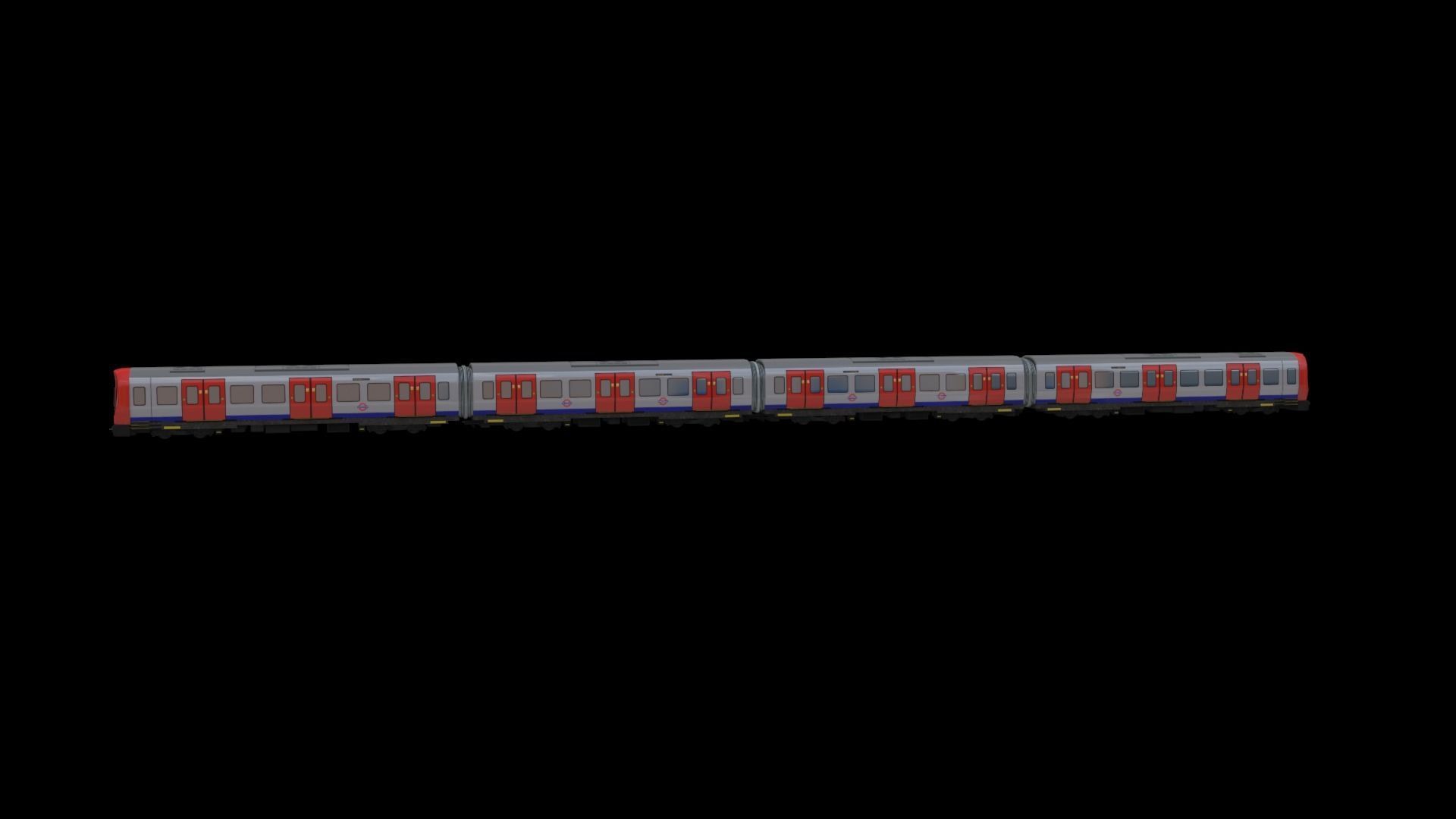 Tube Train Lowpoly  Low-poly 3D model_6