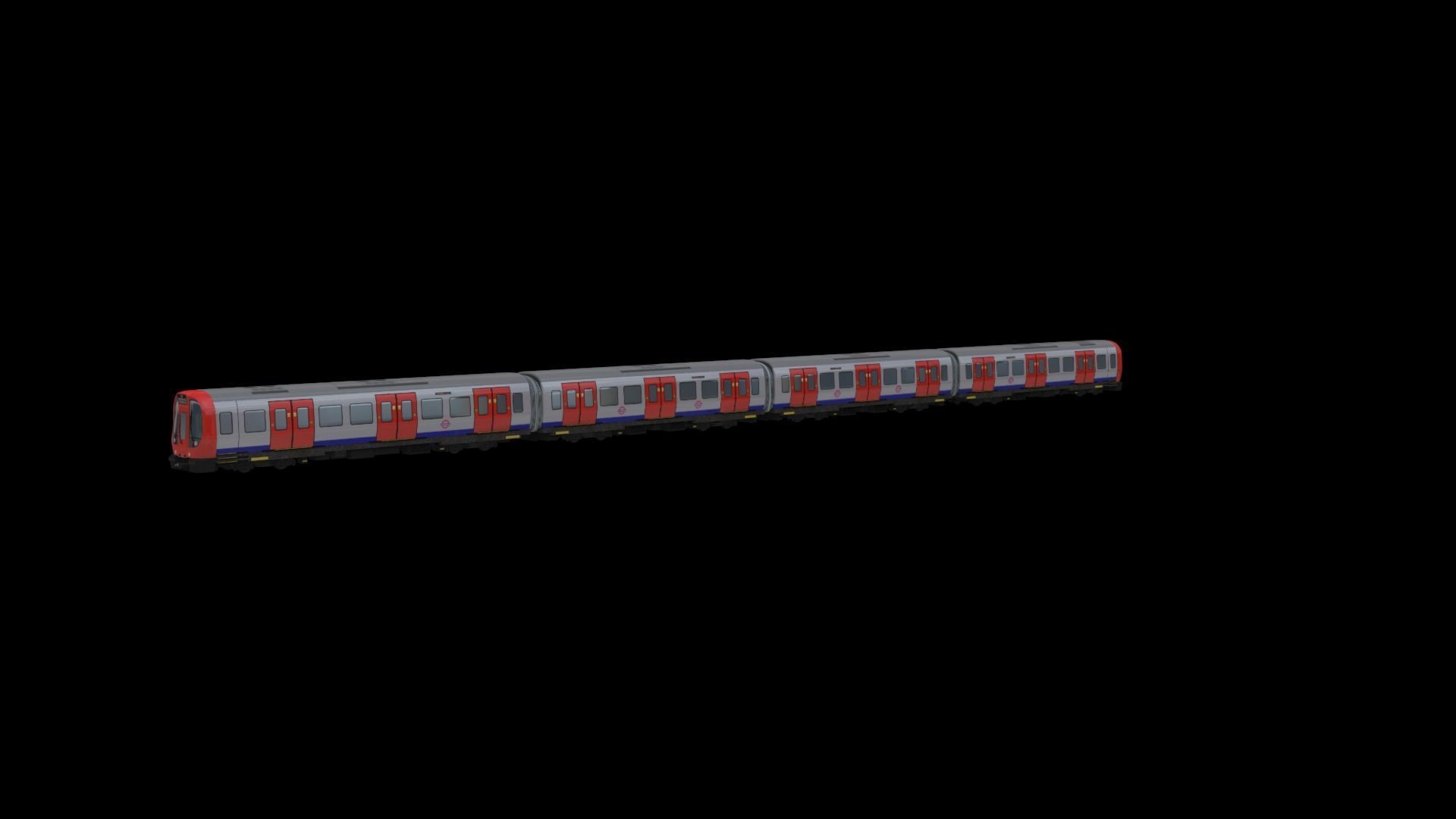Tube Train Lowpoly  Low-poly 3D model_7