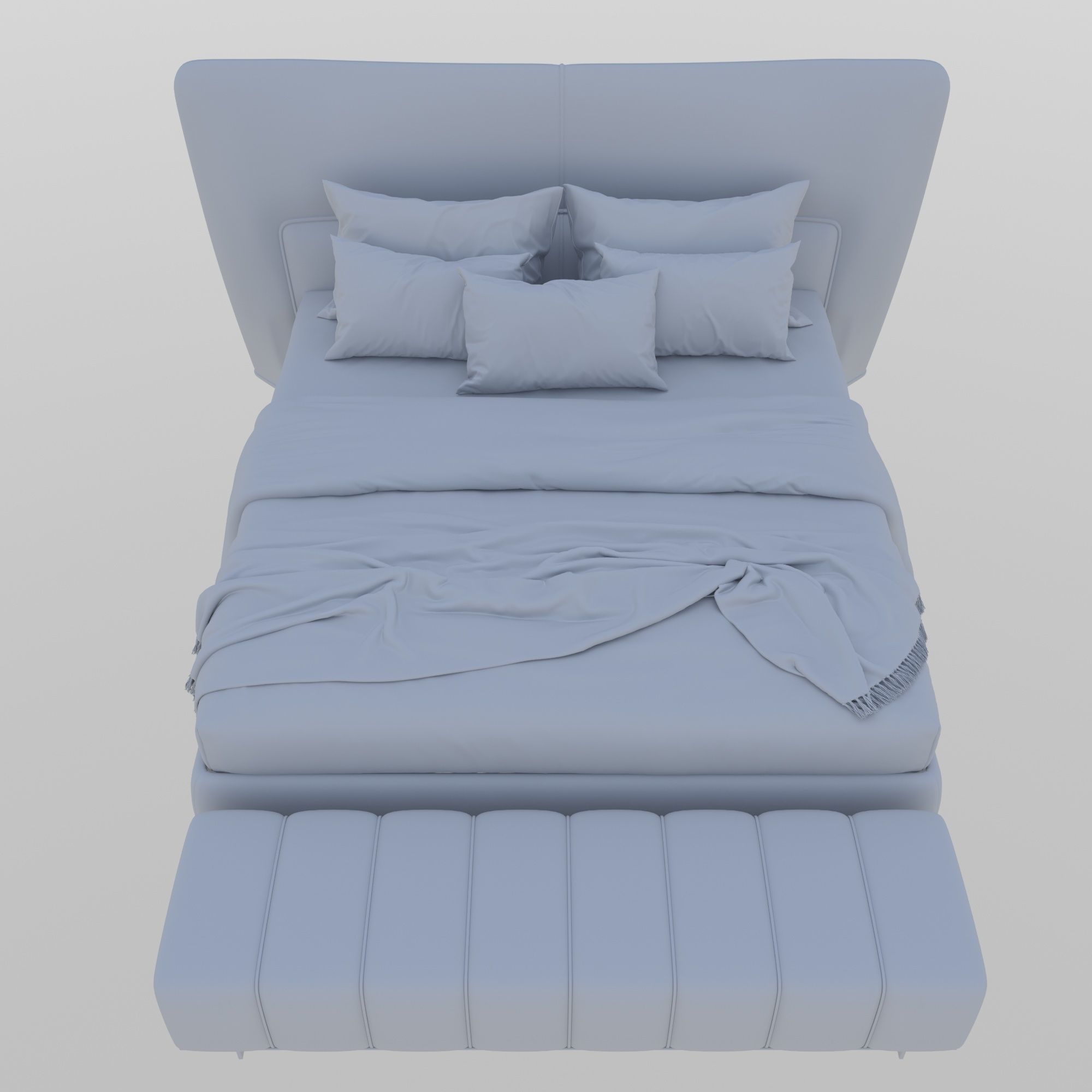 Bed and Bench 3D model_4
