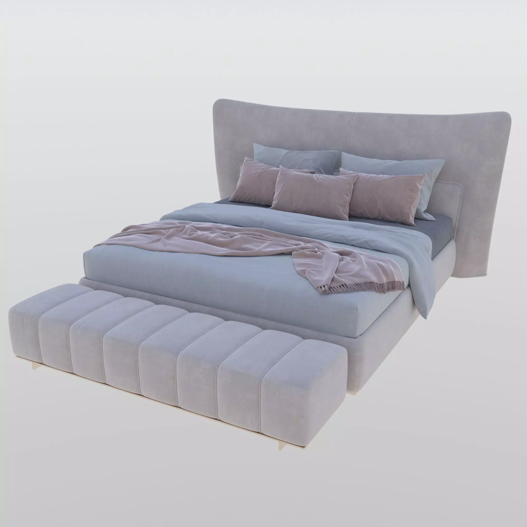 Bed and Bench 3D model_0