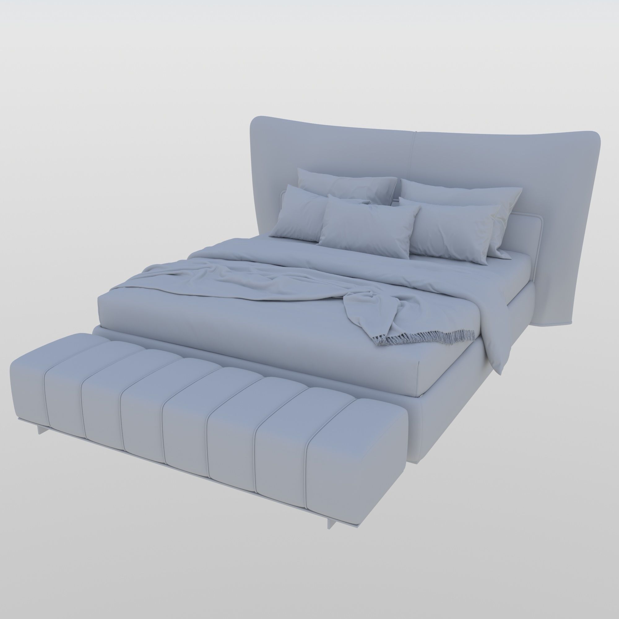 Bed and Bench 3D model_3