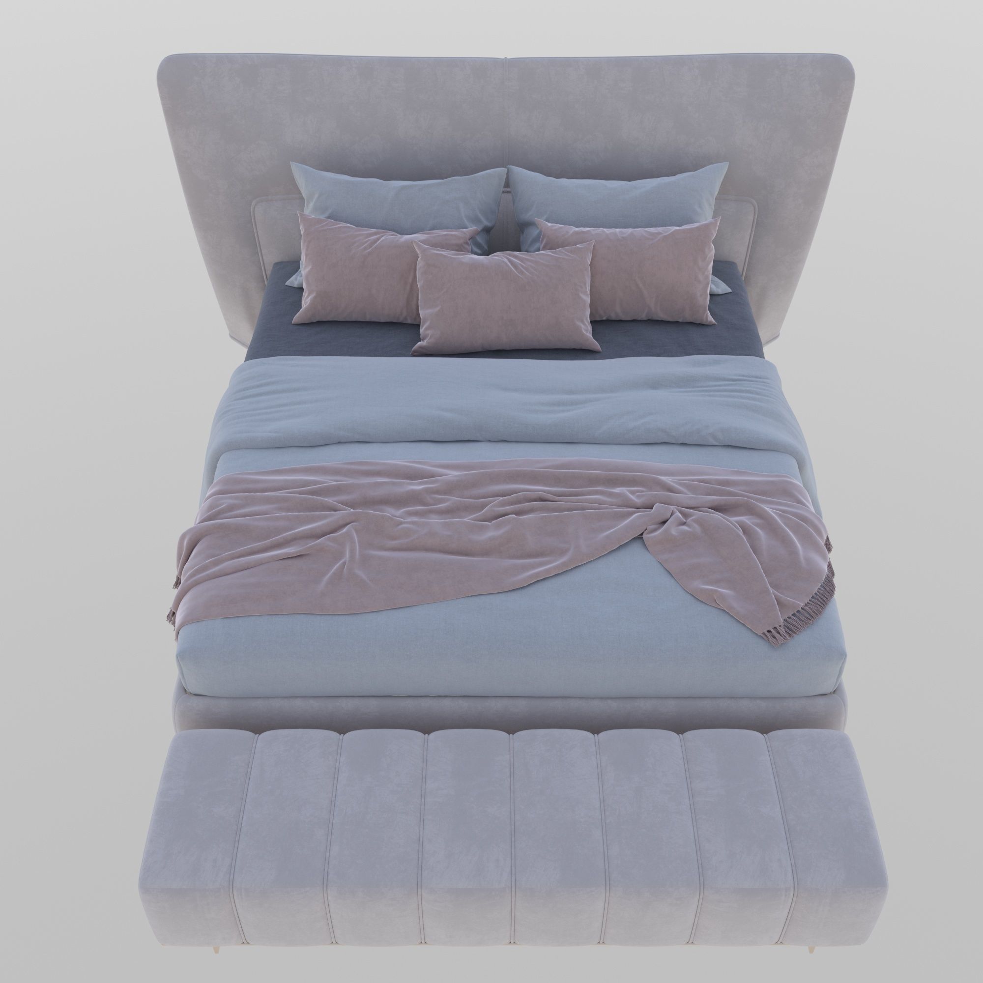 Bed and Bench 3D model_1