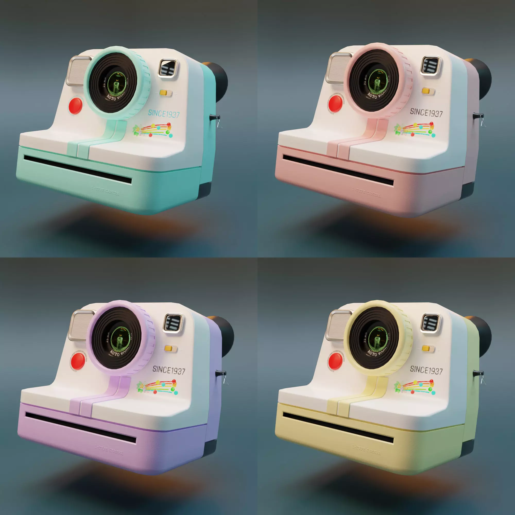 Polaroid camera Low-poly 3D model_0