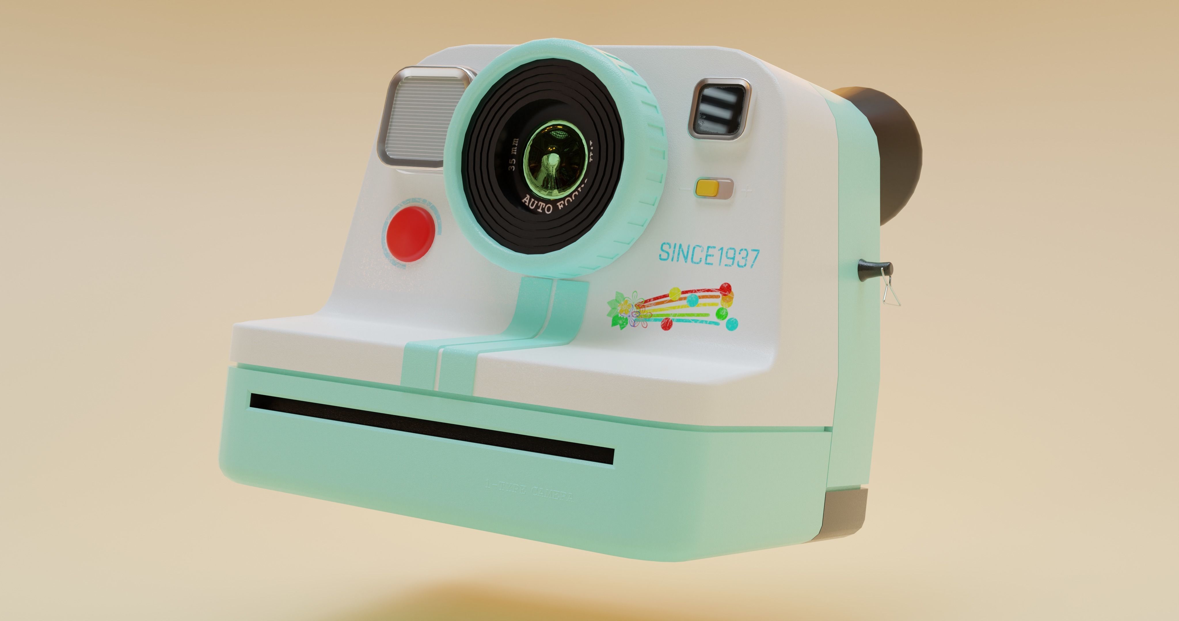 Polaroid camera Low-poly 3D model_5