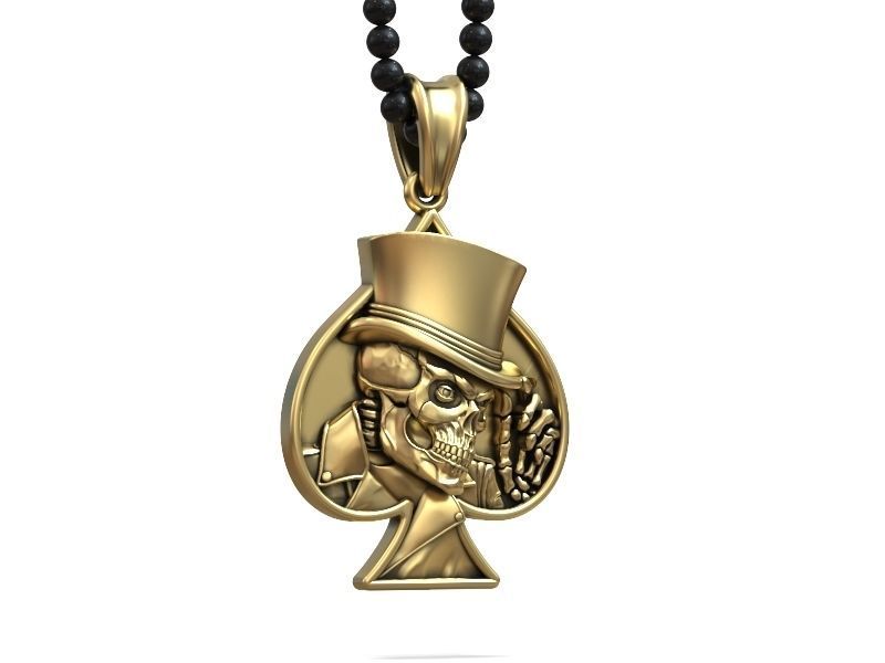 Pendant Skull spades playing card  3D print model_5