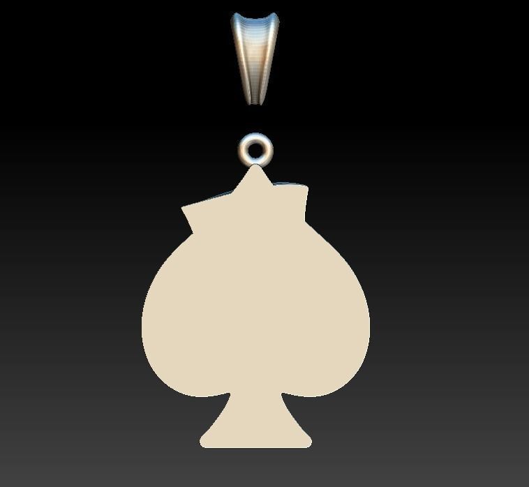 Pendant Skull spades playing card  3D print model_9