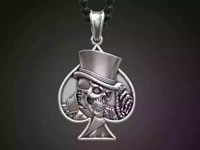 Pendant Skull spades playing card  3D print model