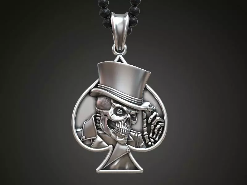 Pendant Skull spades playing card  3D print model_0