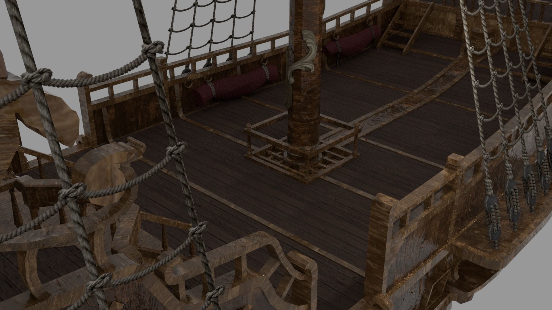 Realistic pirate ship Low-poly 3D model_23