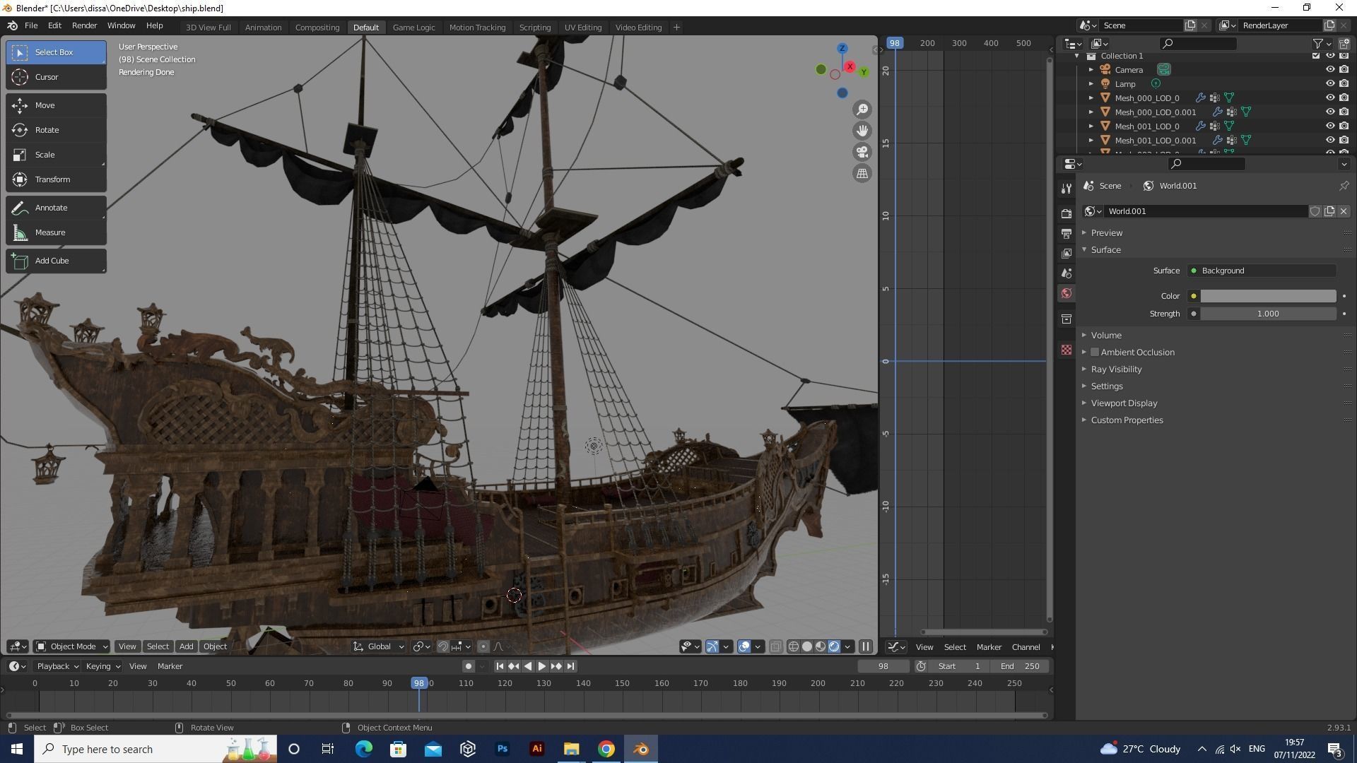 Realistic pirate ship Low-poly 3D model_12