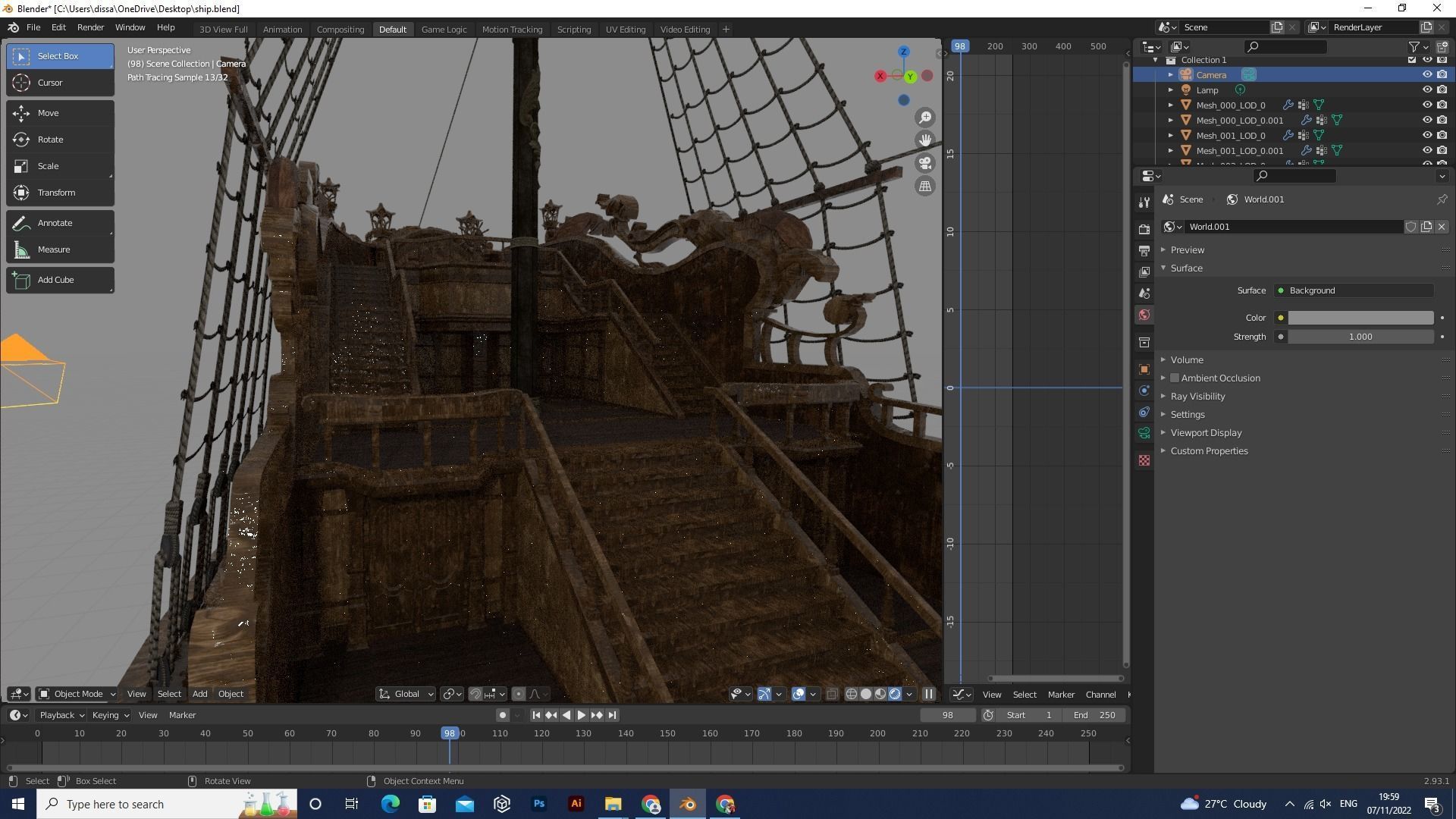 Realistic pirate ship Low-poly 3D model_19