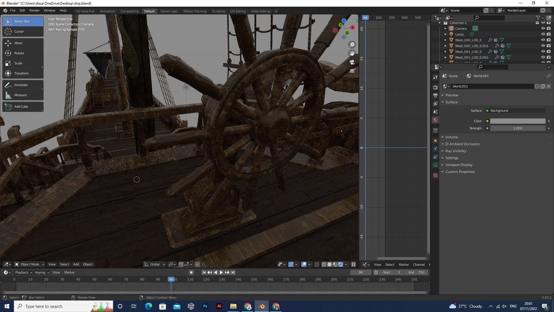 Realistic pirate ship Low-poly 3D model_21