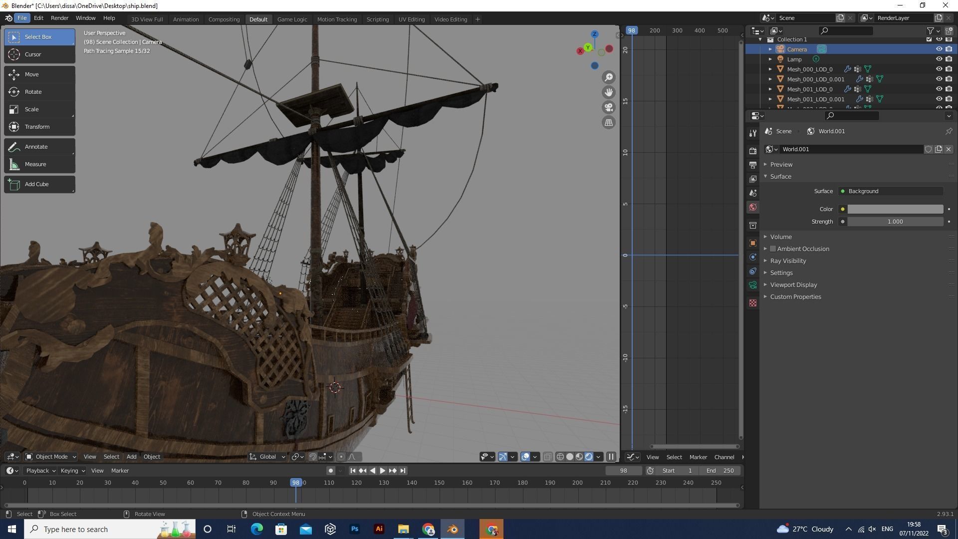 Realistic pirate ship Low-poly 3D model_22