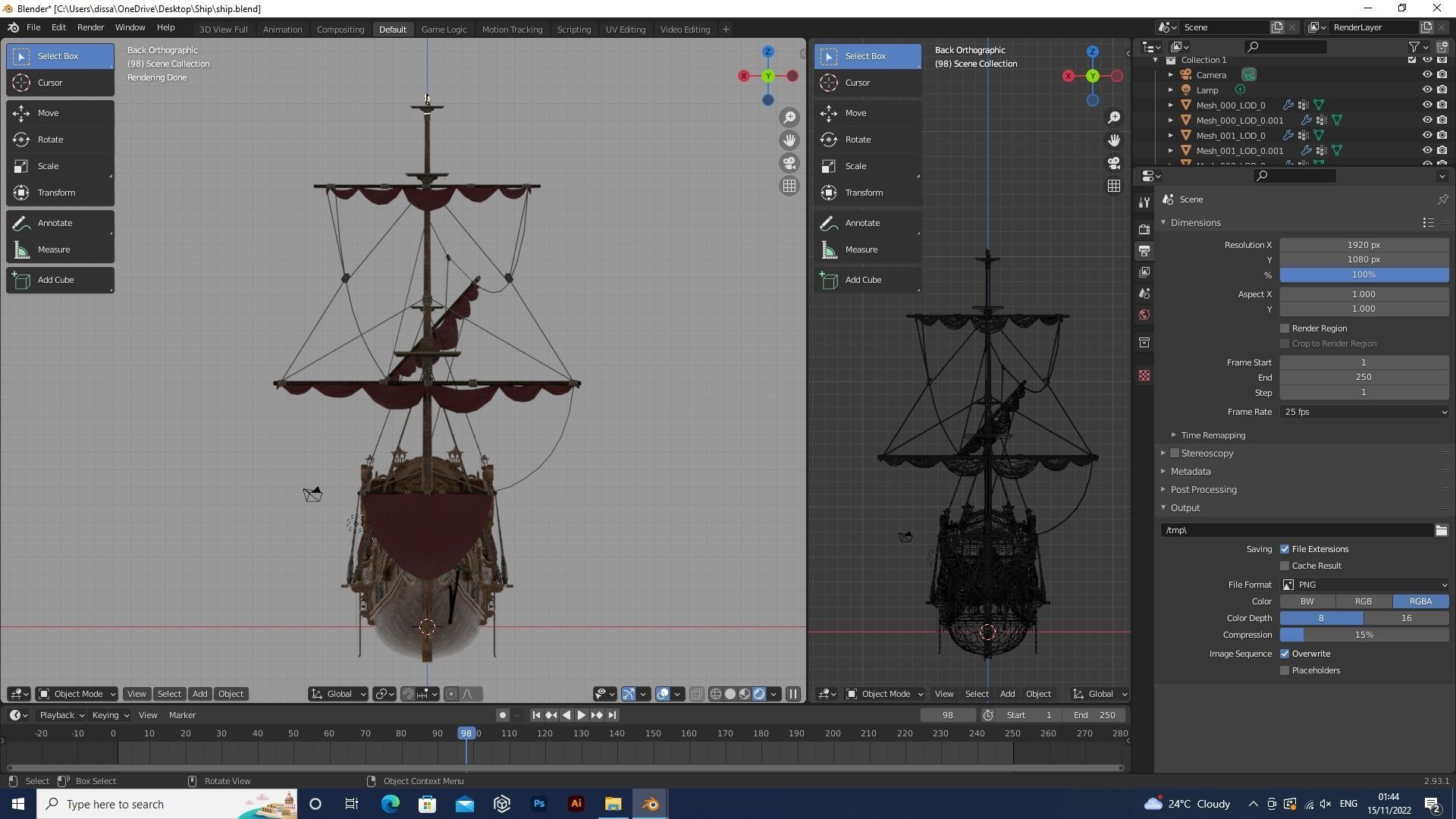 Realistic pirate ship Low-poly 3D model_14
