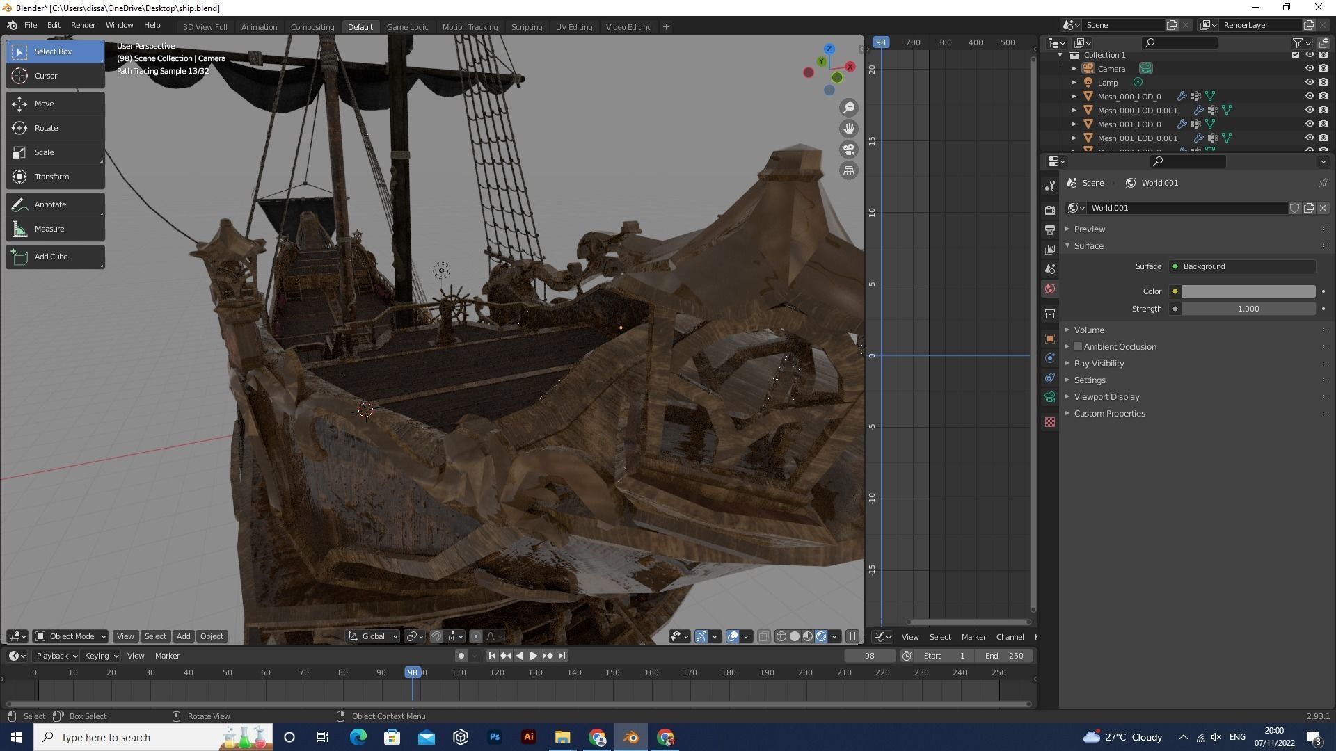 Realistic pirate ship Low-poly 3D model_20