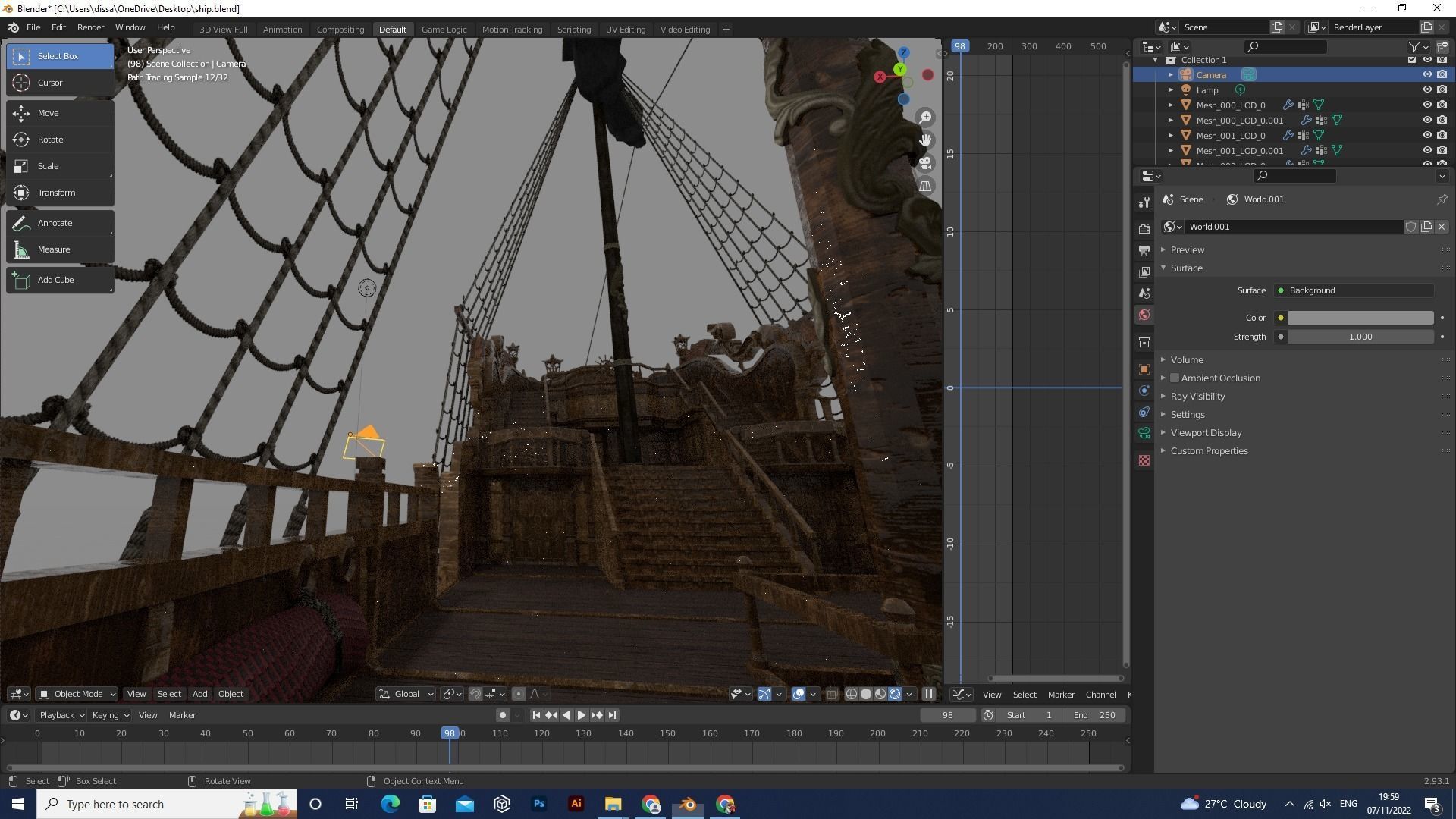 Realistic pirate ship Low-poly 3D model_18