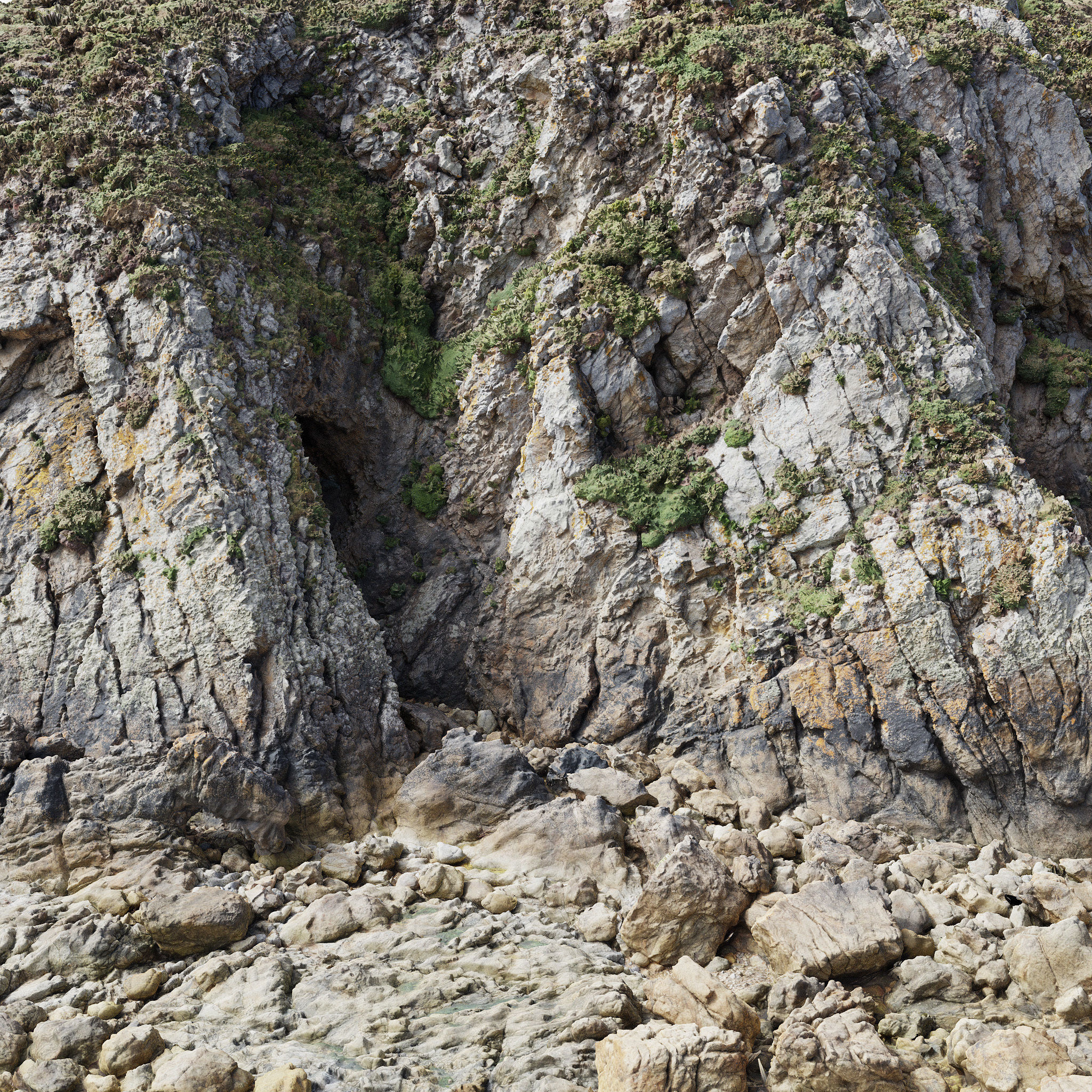 Large Coast Line Cliff PBR Scan 07 Low-poly 3D model_8