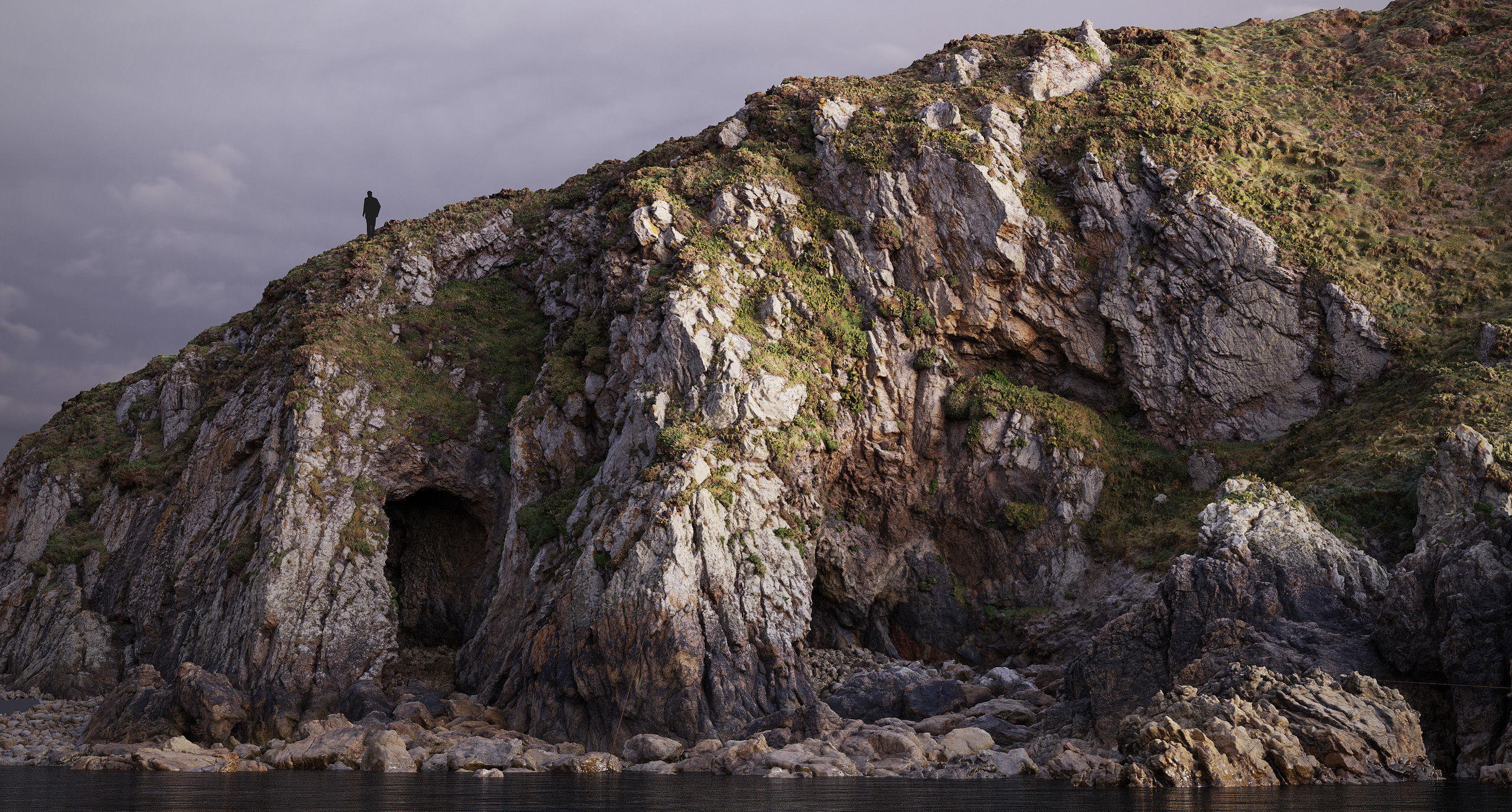 Large Coast Line Cliff PBR Scan 07 Low-poly 3D model_2