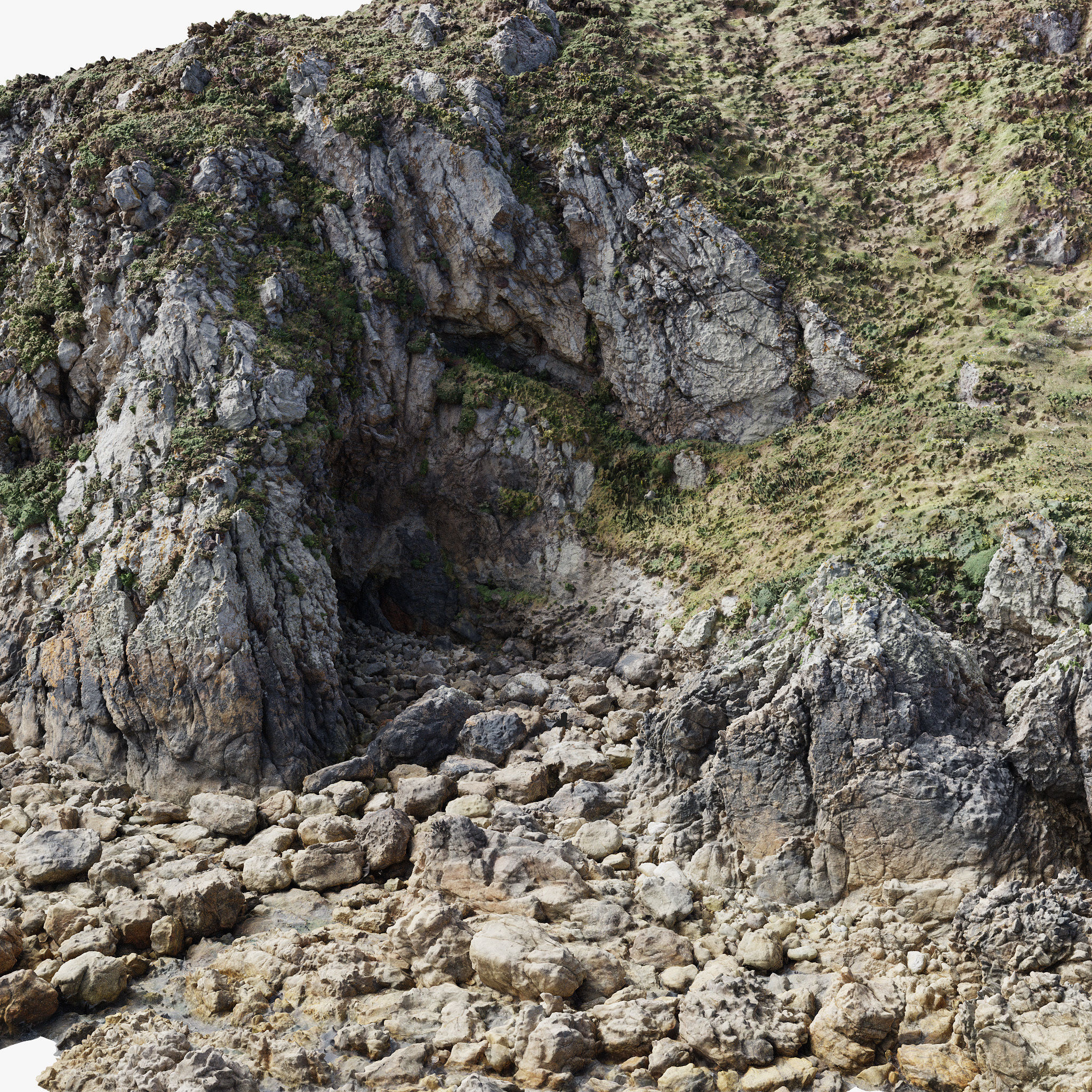 Large Coast Line Cliff PBR Scan 07 Low-poly 3D model_6