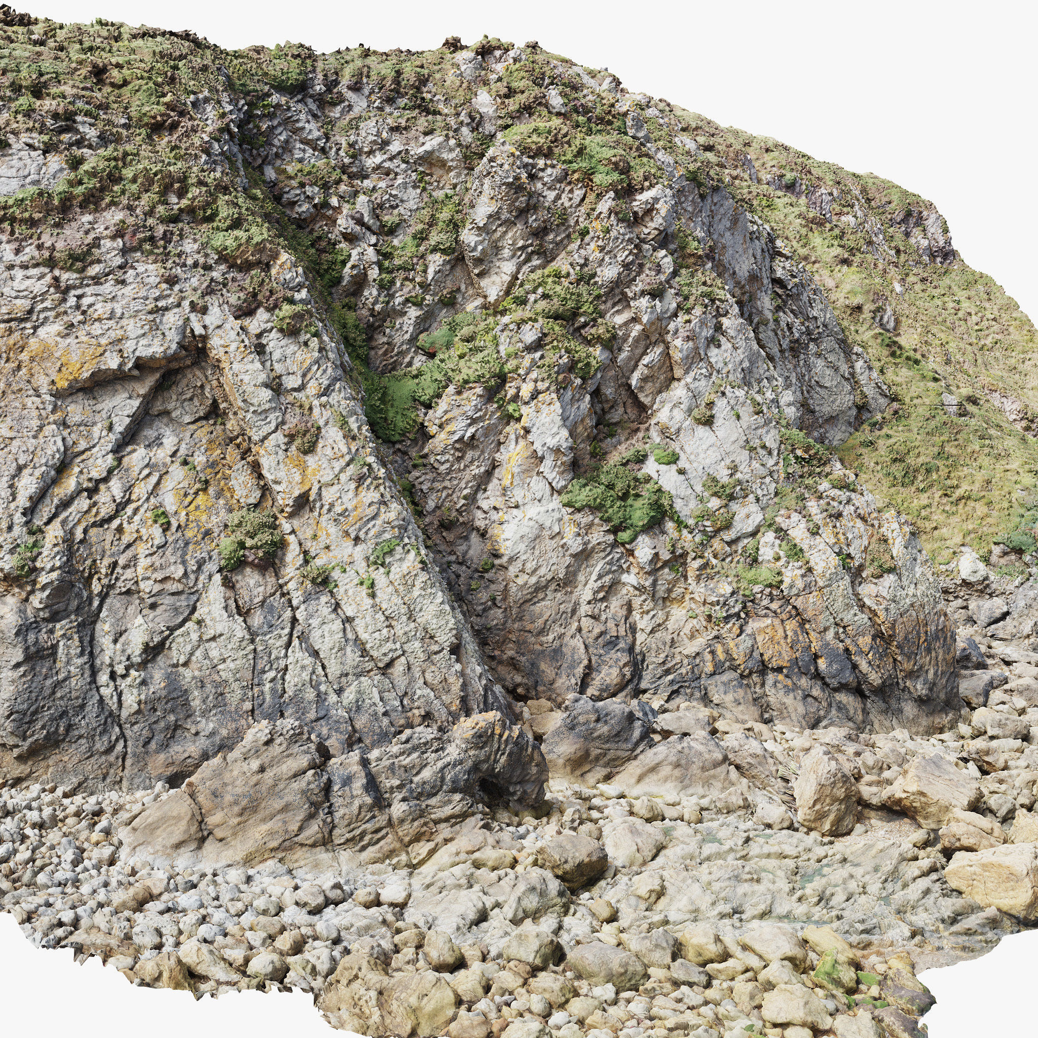 Large Coast Line Cliff PBR Scan 07 Low-poly 3D model_7