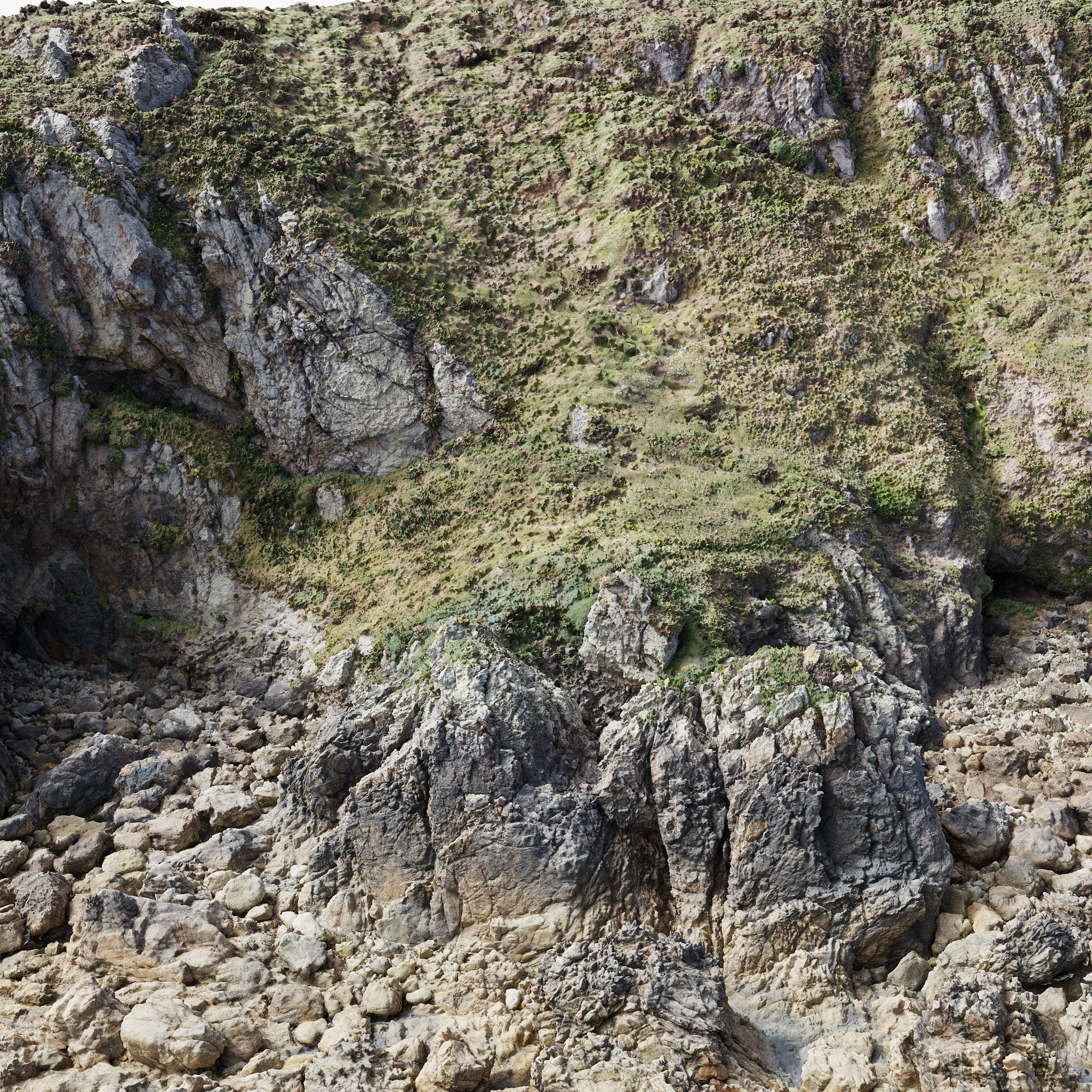 Large Coast Line Cliff PBR Scan 07 Low-poly 3D model_9