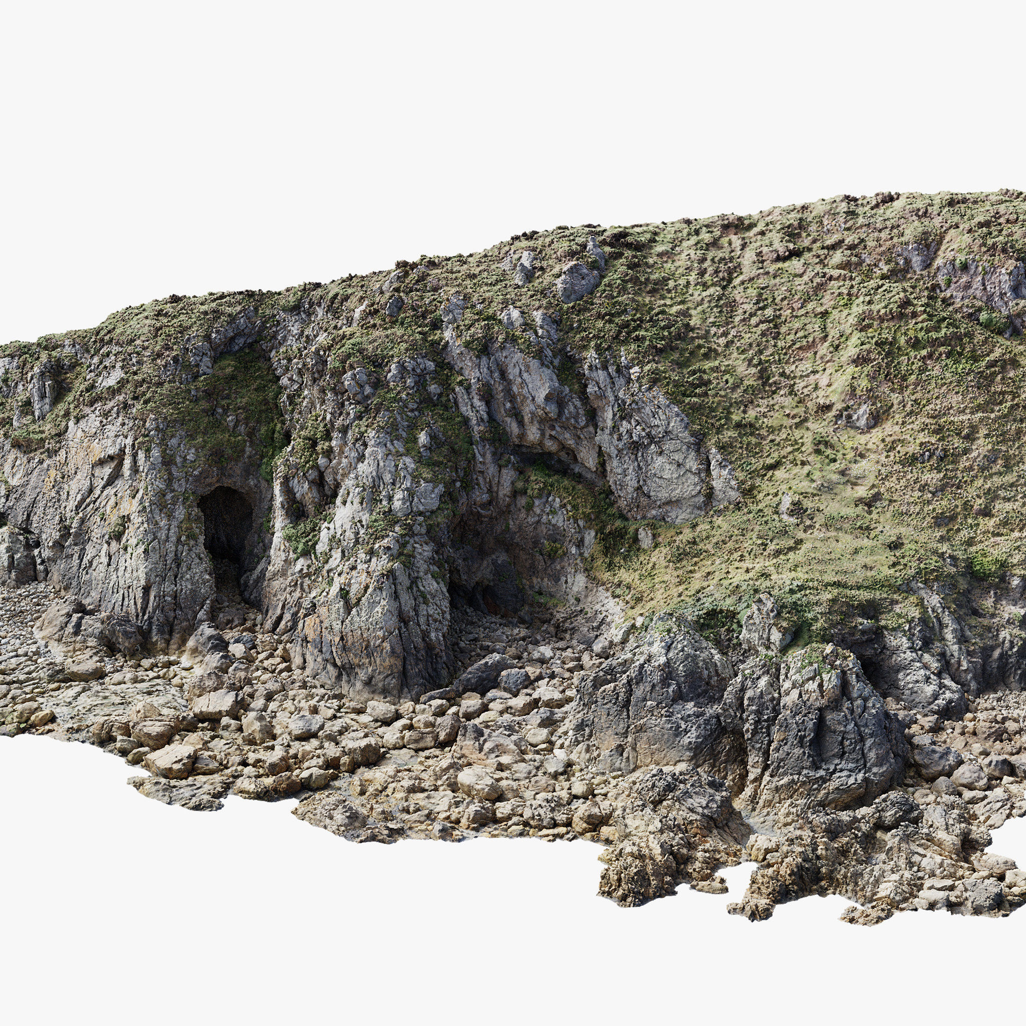 Large Coast Line Cliff PBR Scan 07 Low-poly 3D model_0
