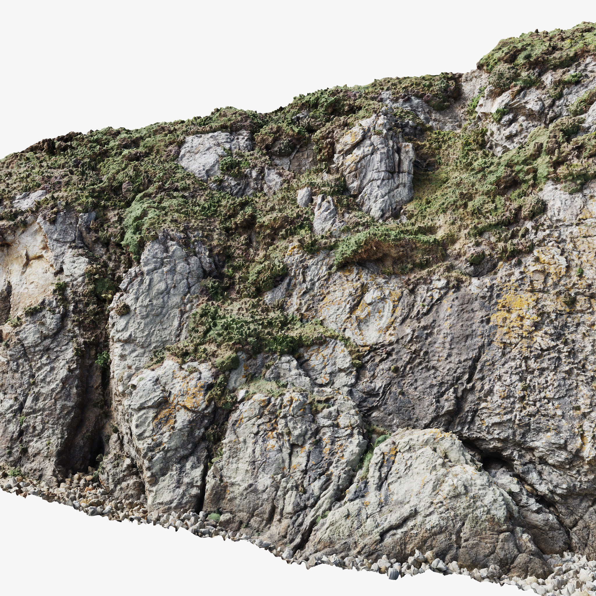Large Coast Line Cliff PBR Scan 07 Low-poly 3D model_10