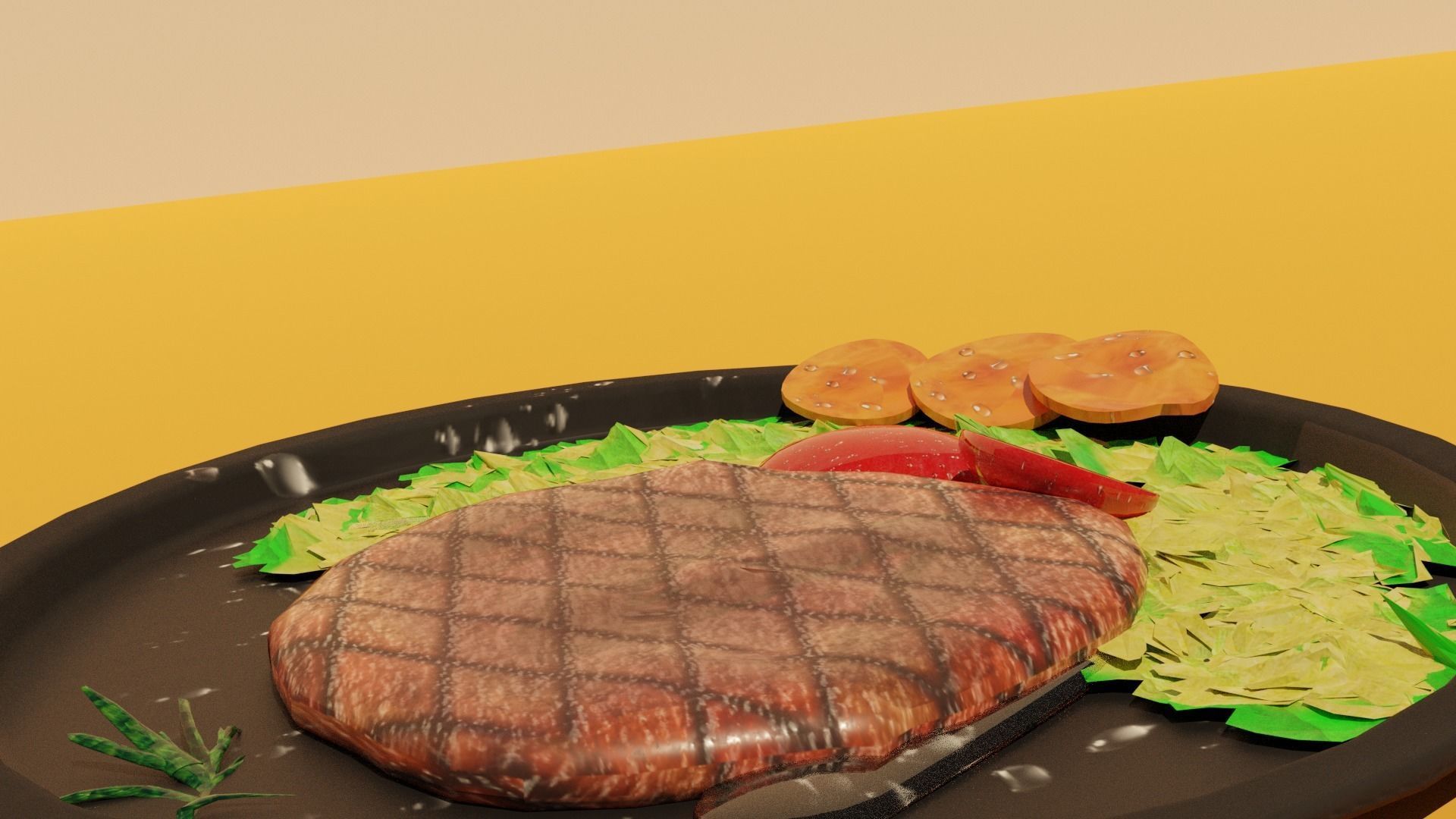 Steak with Tomato Free low-poly 3D model_2
