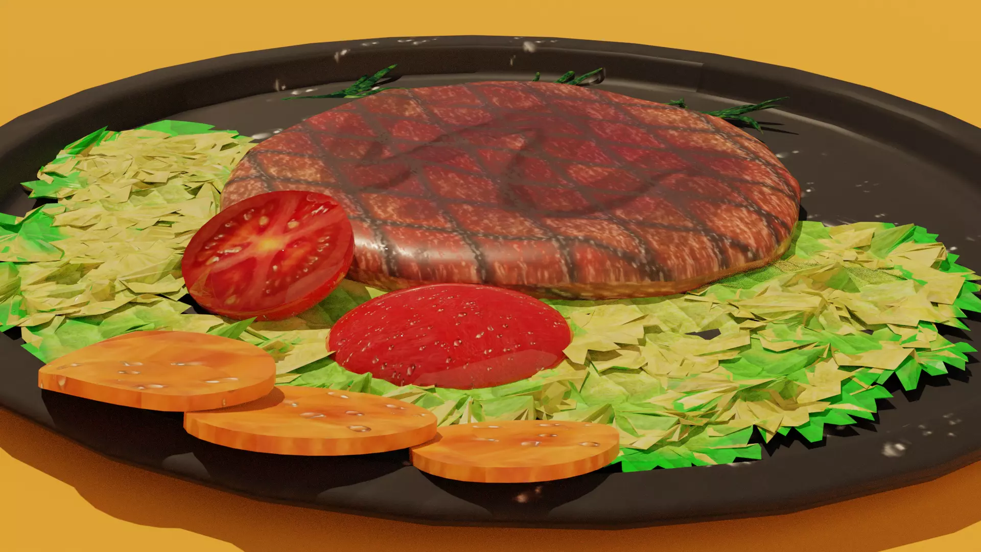 Steak with Tomato Free low-poly 3D model_0