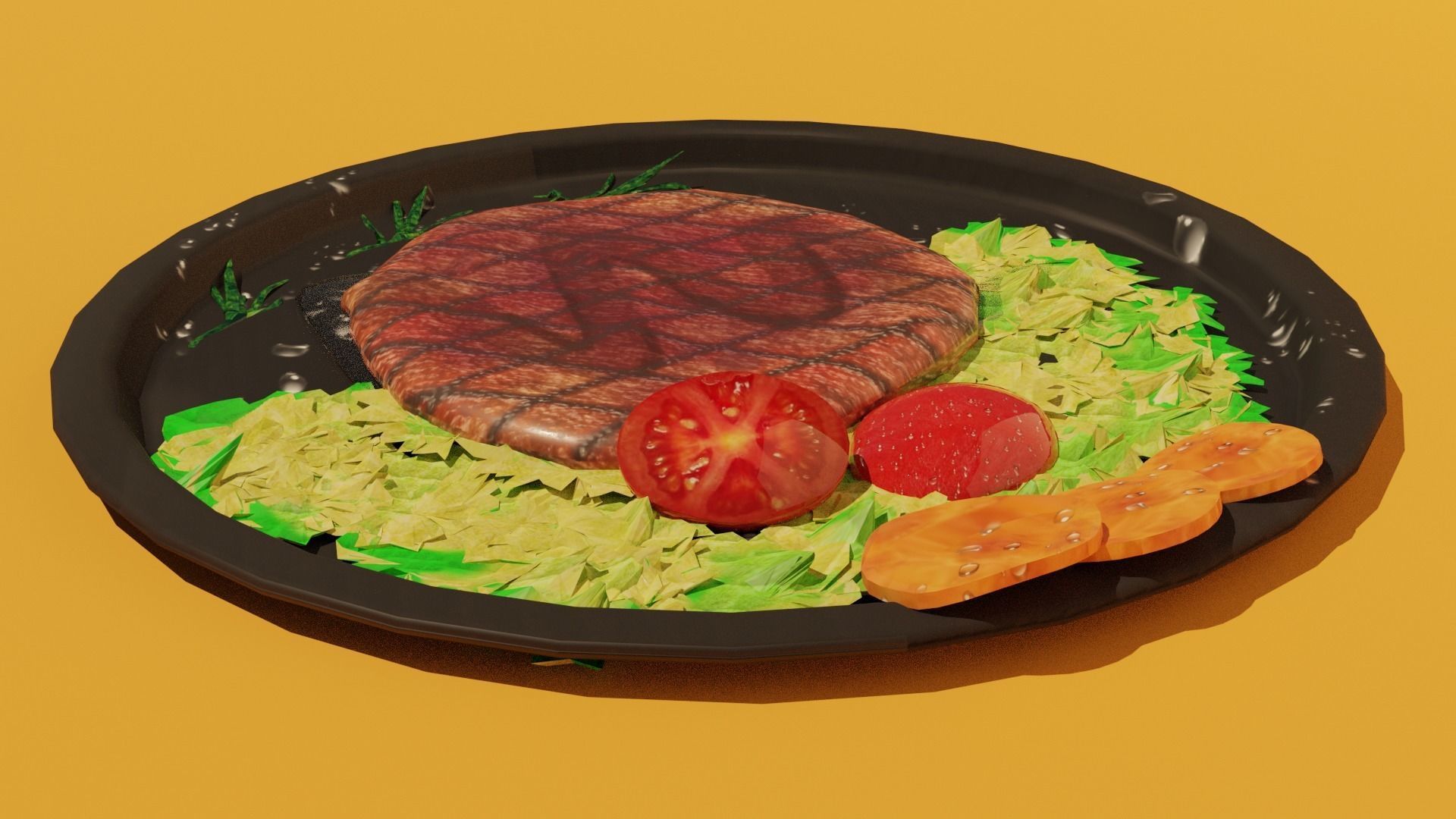 Steak with Tomato Free low-poly 3D model_1