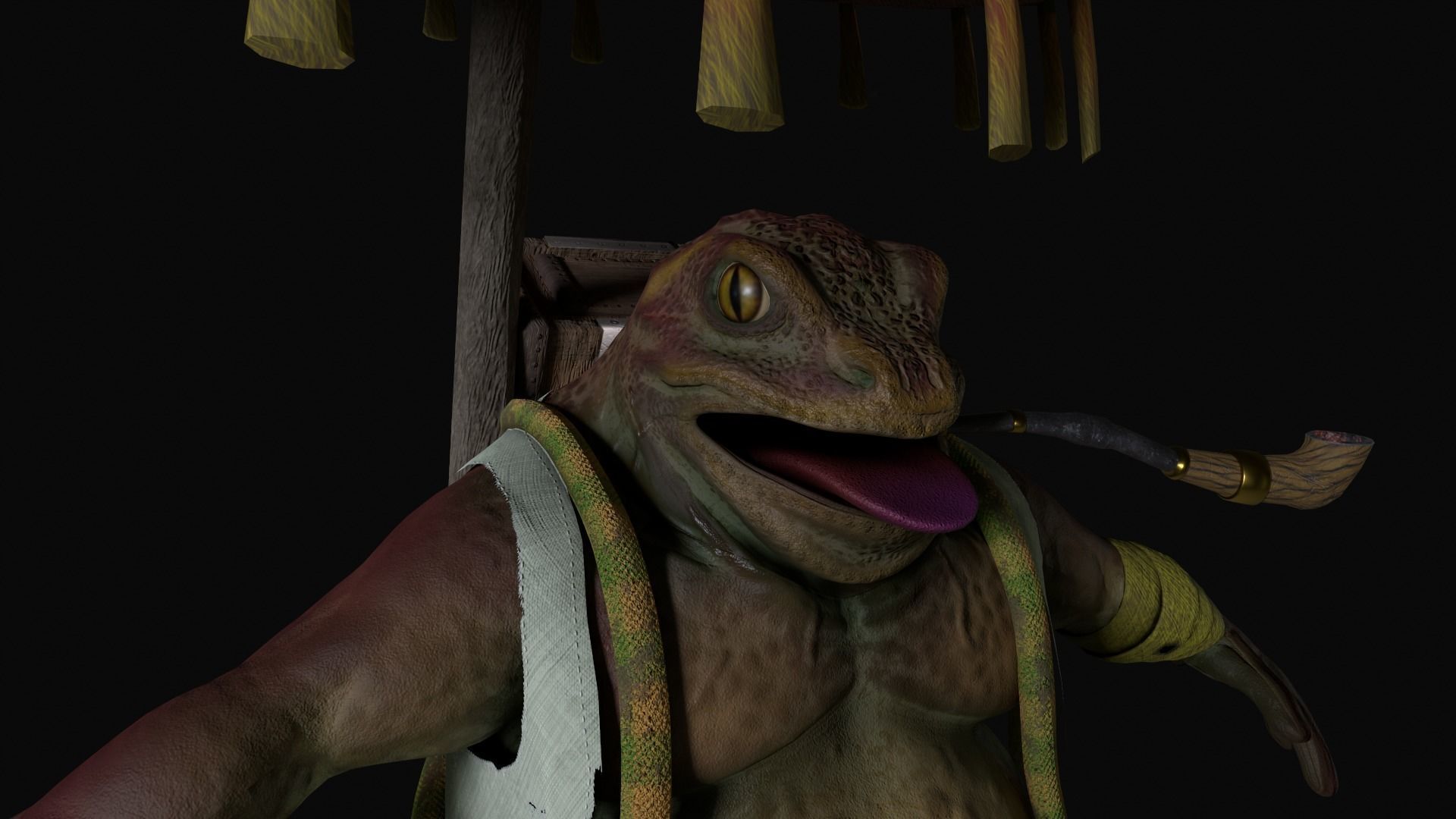 Wandering Toad-Merchant Low-poly 3D model_4