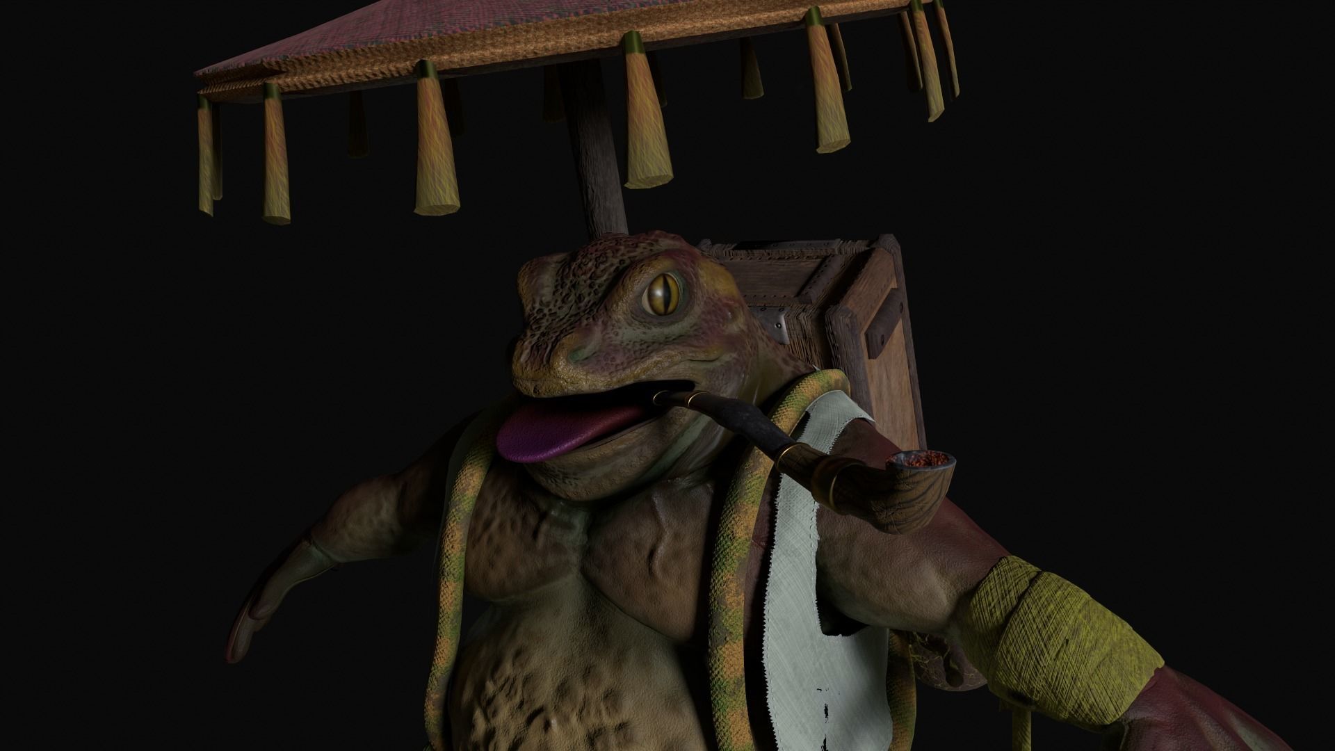 Wandering Toad-Merchant Low-poly 3D model_2
