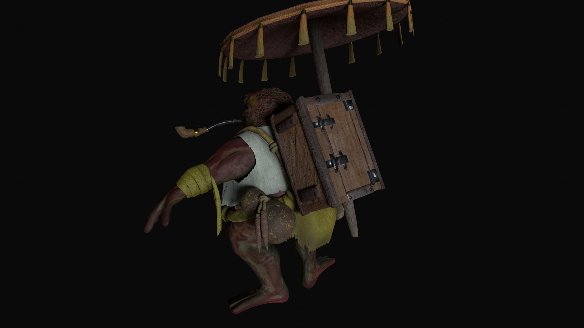 Wandering Toad-Merchant Low-poly 3D model_3
