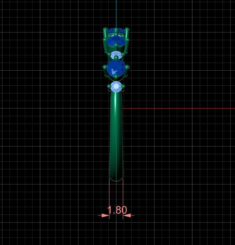 Sapphire and Diamonds Ring 3D print model_2