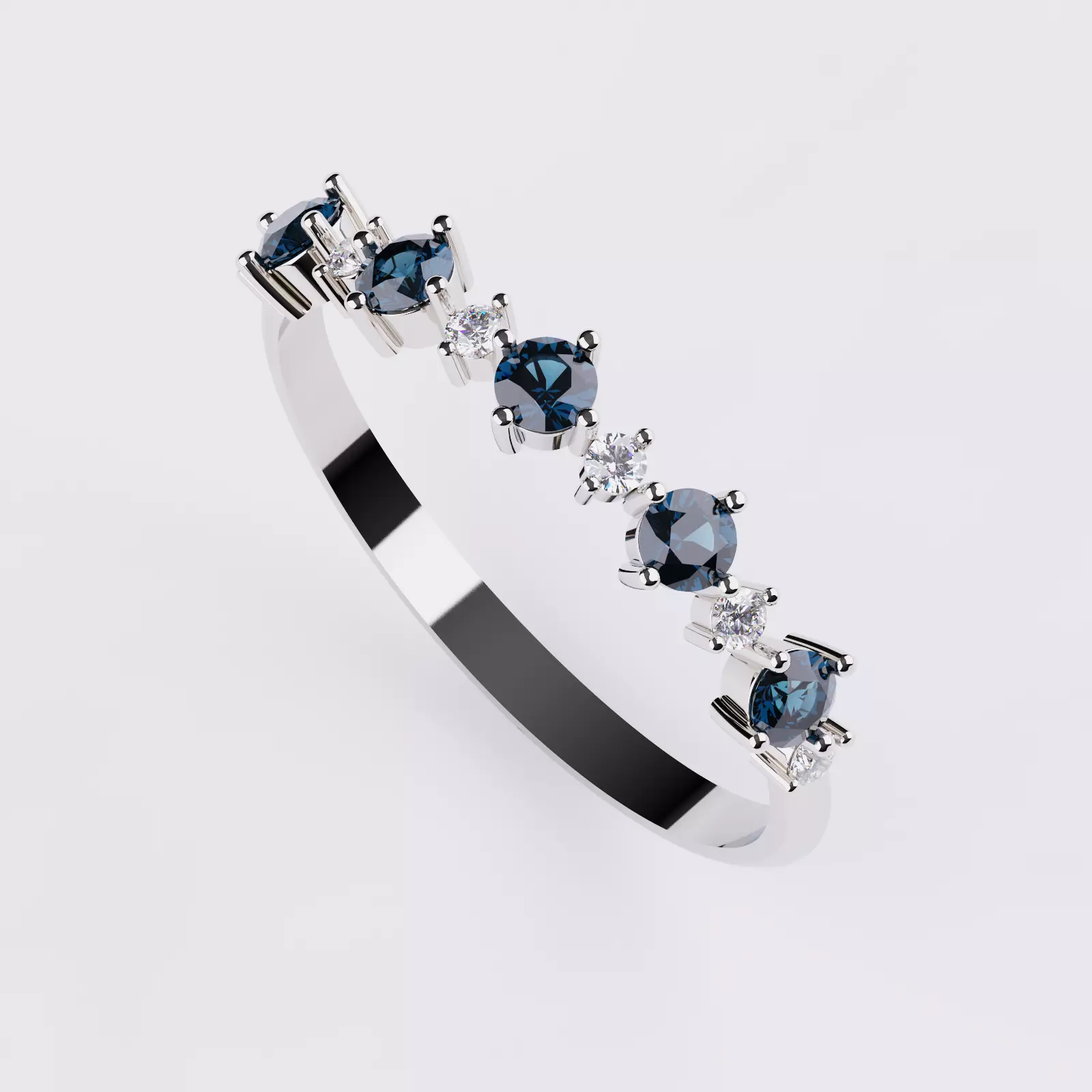 Sapphire and Diamonds Ring 3D print model_0