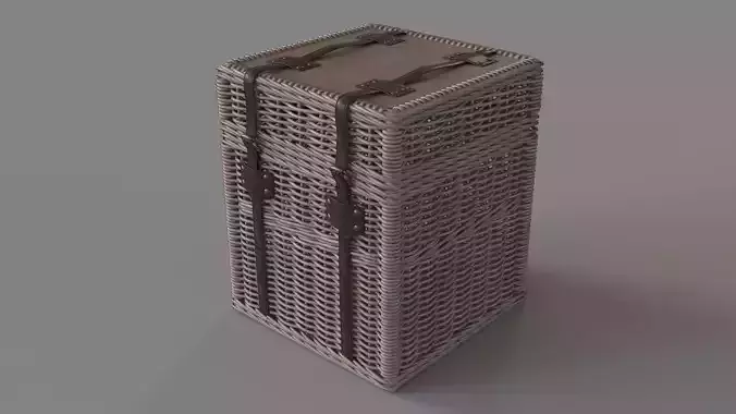 Rattan End Table With Leather Straps