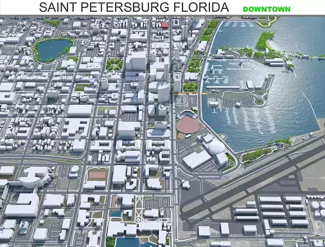 Saint Petersburg Downtown Florida USA Low-poly 3D model