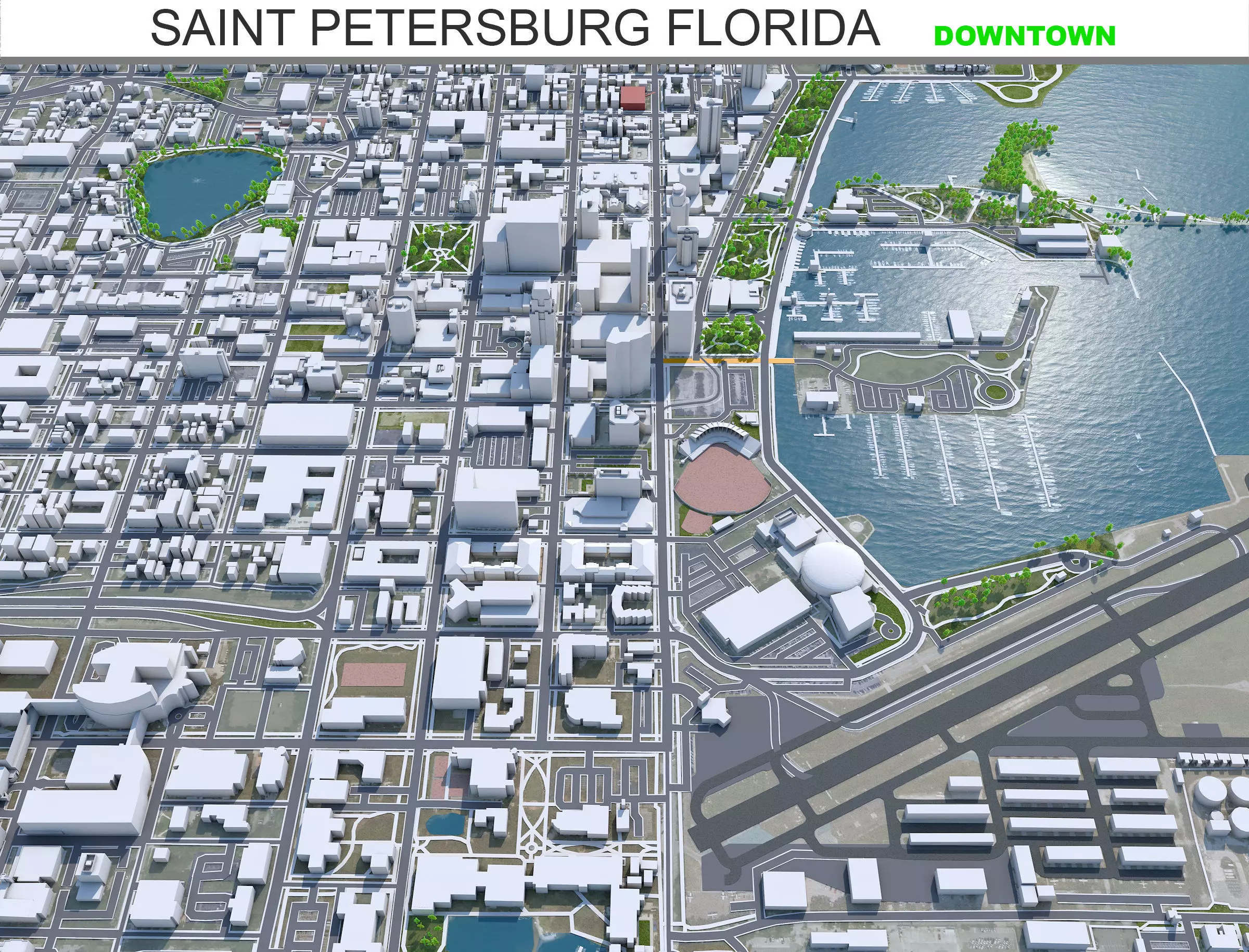 Saint Petersburg Downtown Florida USA Low-poly 3D model_0